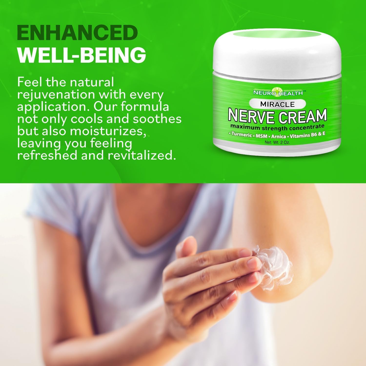 Neuro Health Miracle Nerve Cream - XL 4oz JAR - Maximum Strength - Turmeric and Arnica Blend for Neuropathy Discomfort Relief - Soothing Foot & Hand Formula with MSM, B6, E - Made in USA Neuro HealthAu supplements