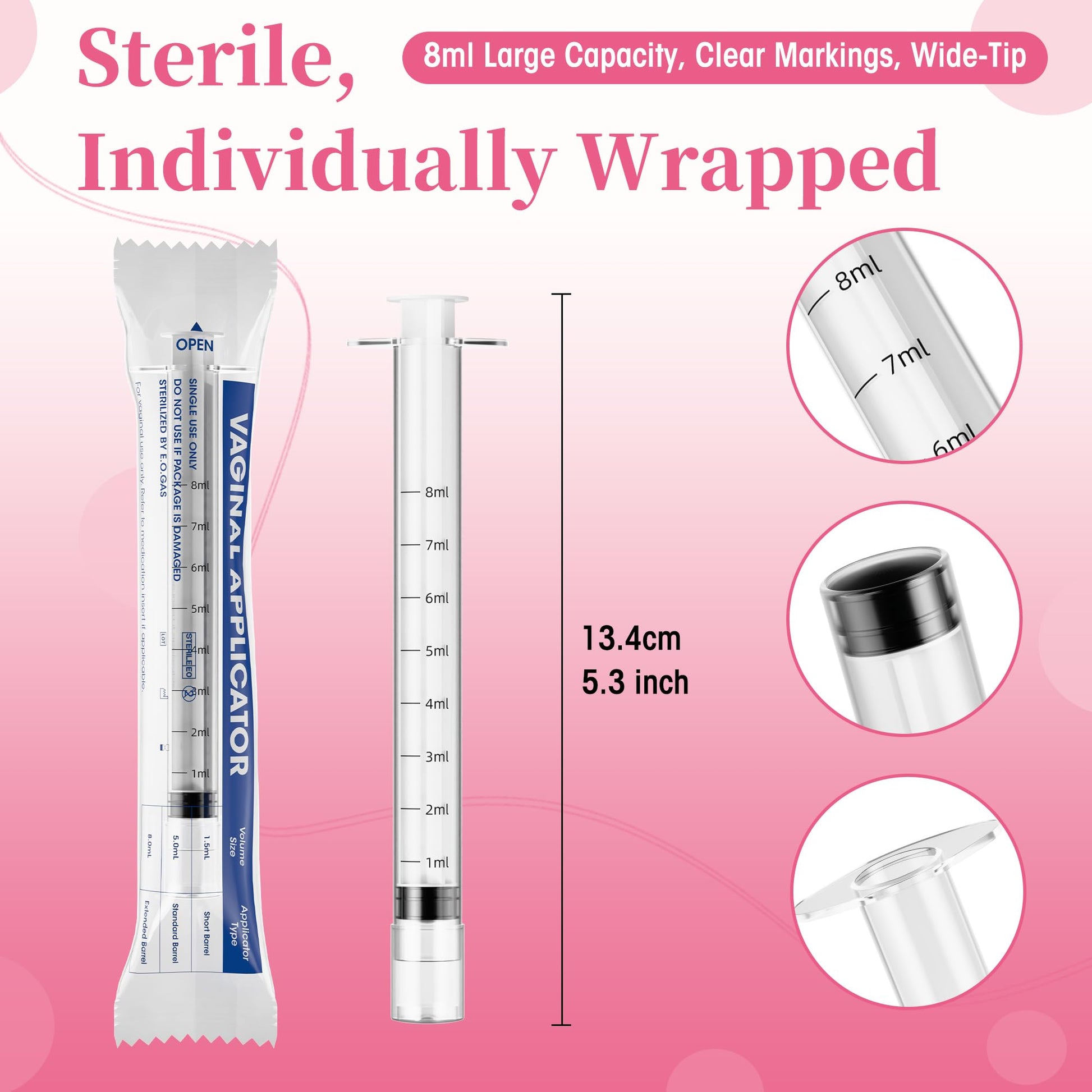 Disposable Vaginal Suppository Applicator for Women – 8ml Lube Injector Syringes with Smooth Tip, Fits Most Creams Gels Pills Tablet Suppositories, Sterilized Individually Wrapped, Pack of 20 BeHerkUS supplements