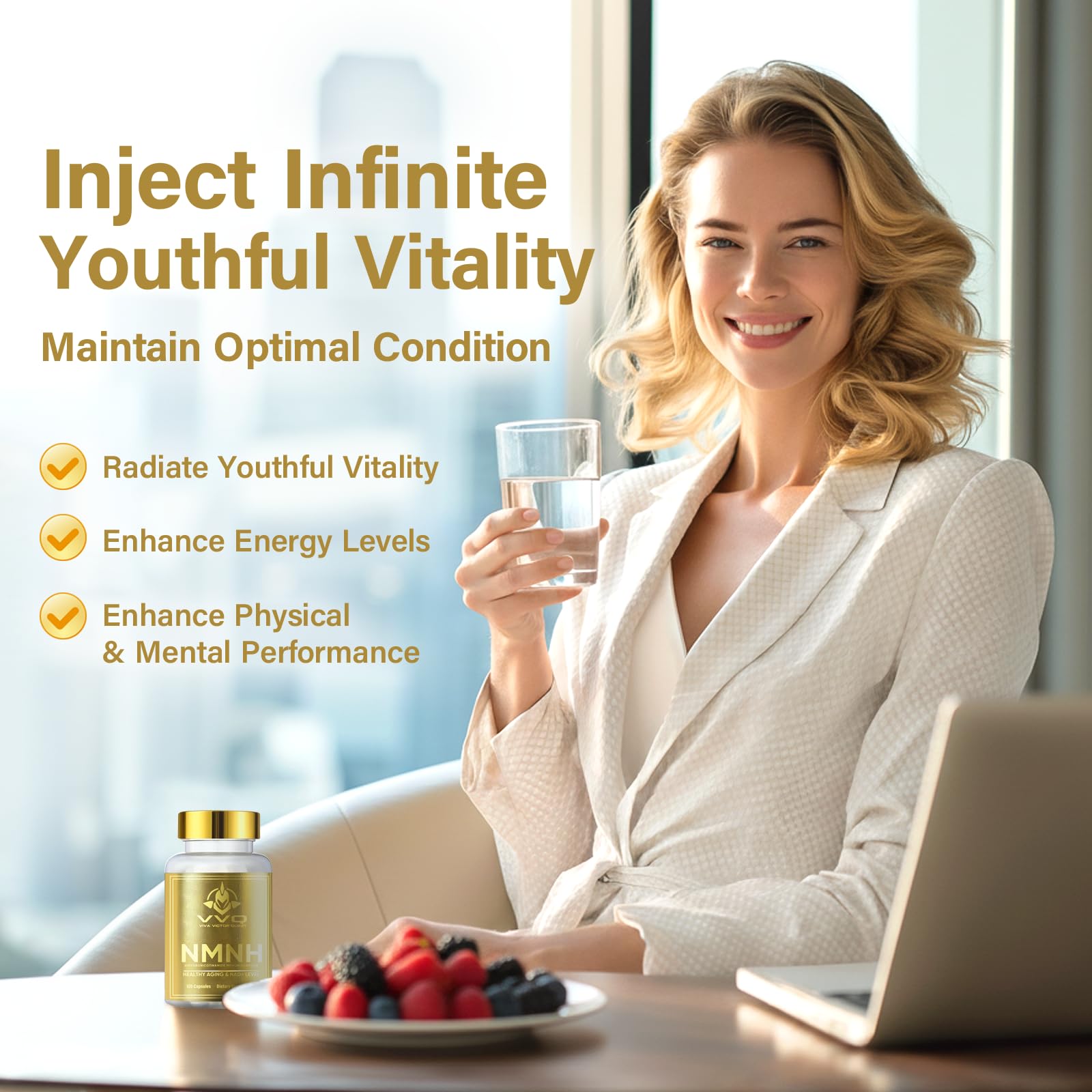 120 Capsules-NMNH (Dihydronicotinamide Mononucleotide), NAD Supplement to Boost NAD+ Levels as We Age (May Be More Effective Than Nicotinamide Riboside), NMNH Supplement for Anti-Aging VVQAu supplements
