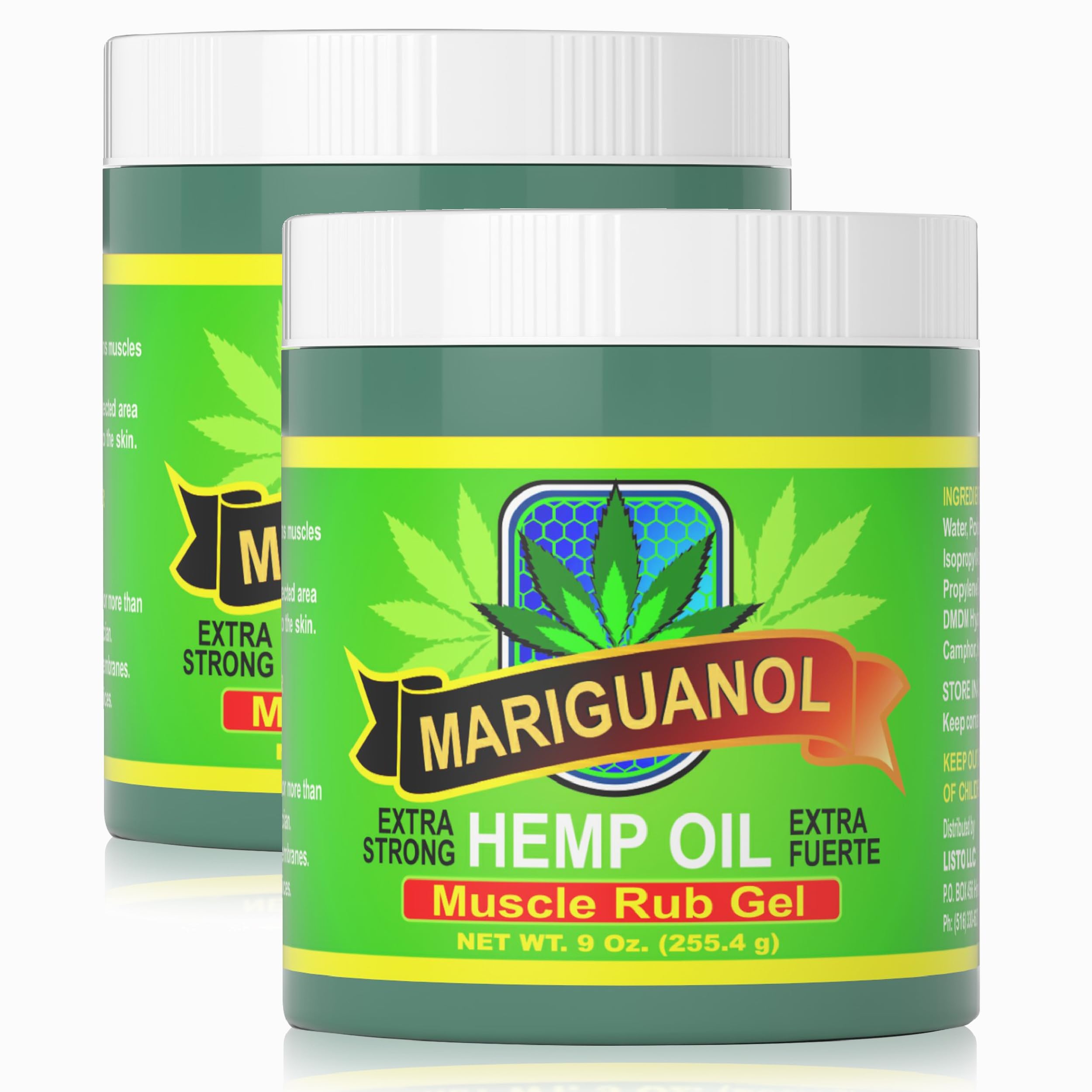 Mariguanol 9 Oz. Extra Strong Muscle Rub Gel with Hemp Oil, Menthol & Camphor – Cooling, Rapid-Absorbing Topical Gel for Active Lifestyles – Net Wt. 9 oz (255.4 g) [Pack of 2] MARIGUANOLAu supplements