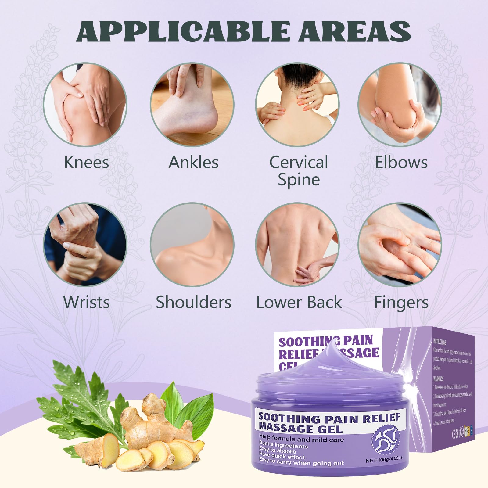 Soothing Massage Gel (100g) - Joint Relief Purple Gel, Natural Ingredients Soothing Relief Cream, Fast-Absorbing Jointgel Cream for Soothing Joint, Shoulder, Knee, Back, Lumbar & Muscle Stiffness VereclueAu supplements