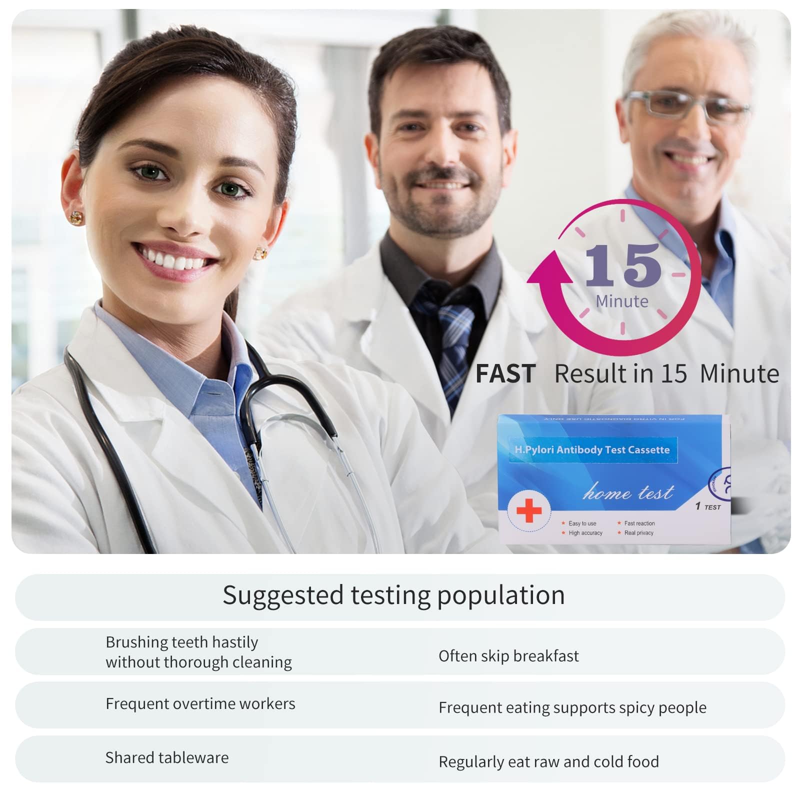 H. Pylori，Helicobacter Pylori Detection 2 Test kit, 10-15 Minutes of Quick Home Testing, The Result is Highly Accurate, Easy to use and Read EvuioasAu supplements