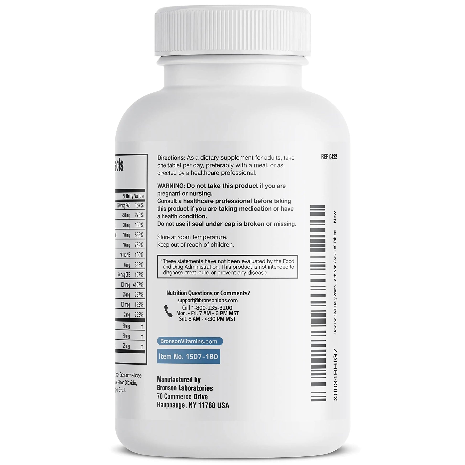 Bronson ONE Daily Vision Complete Eye Health Support Multivitamin Multimineral Supplement Formula, 180 Tablets BronsonAu supplements