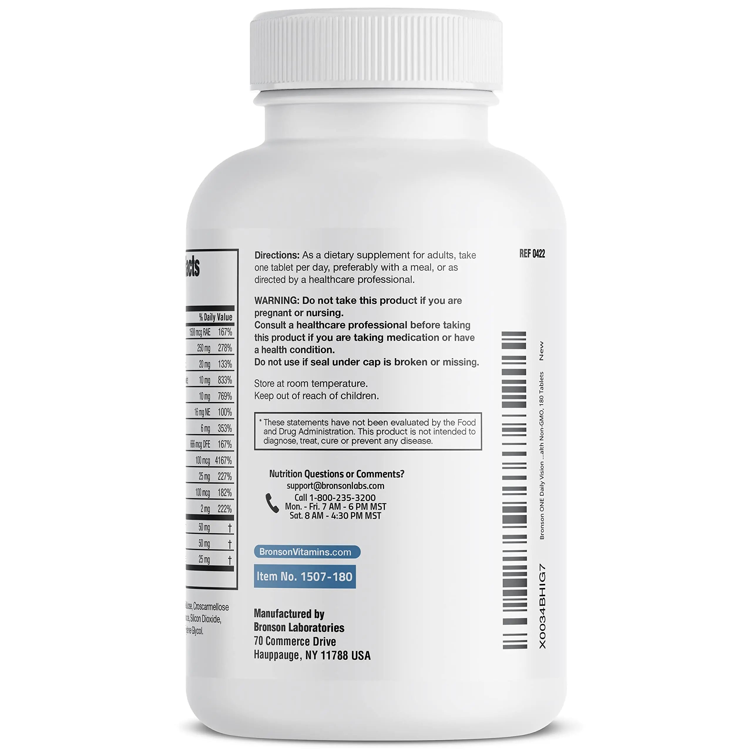Bronson ONE Daily Vision Complete Eye Health Support Multivitamin Multimineral Supplement Formula, 180 Tablets BronsonAu supplements