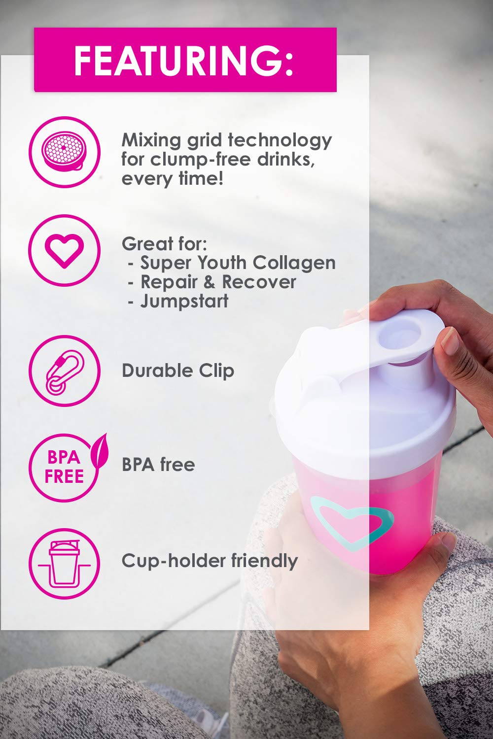 SkinnyFit Super Shaker Bottle 20oz. BPA free with Mixing Grid Technology, Leak Proof SkinnyFitAu supplements