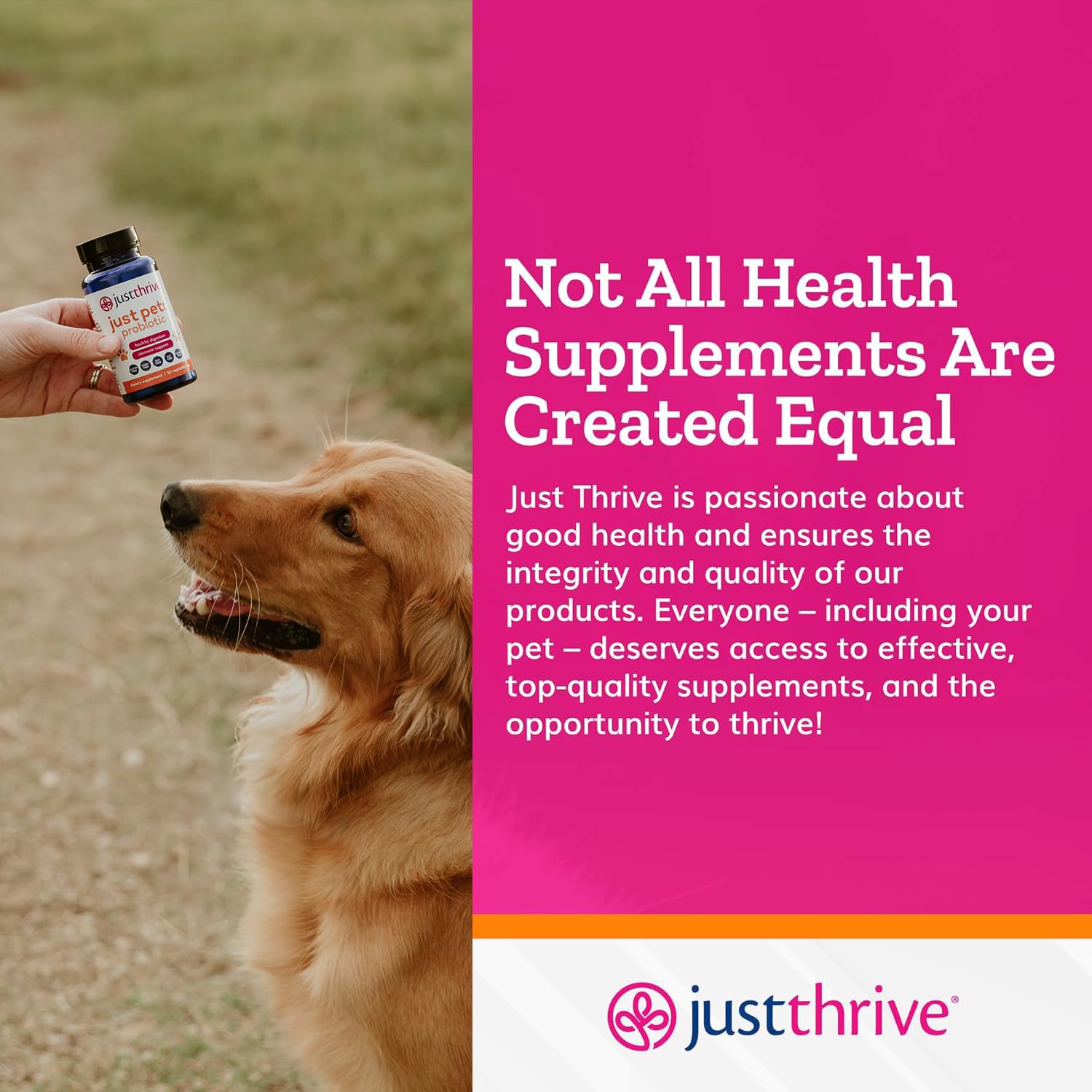 Just Thrive Just Pets Probiotic - Daily Digestive Probiotics for Dogs and Cats - 4 Billion CFUs Pet Probiotic, 30 Capsules Just ThriveUS supplements