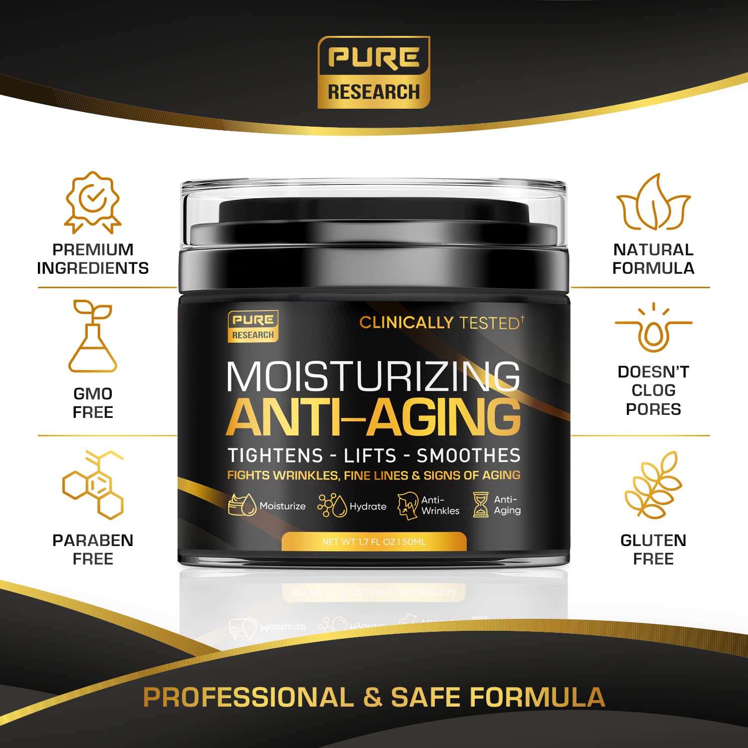Men's Face Cream Moisturizer - Anti-Aging Cream For Men, Collagen, Retinol & Hyaluronic PURE RESEARCHUS supplements