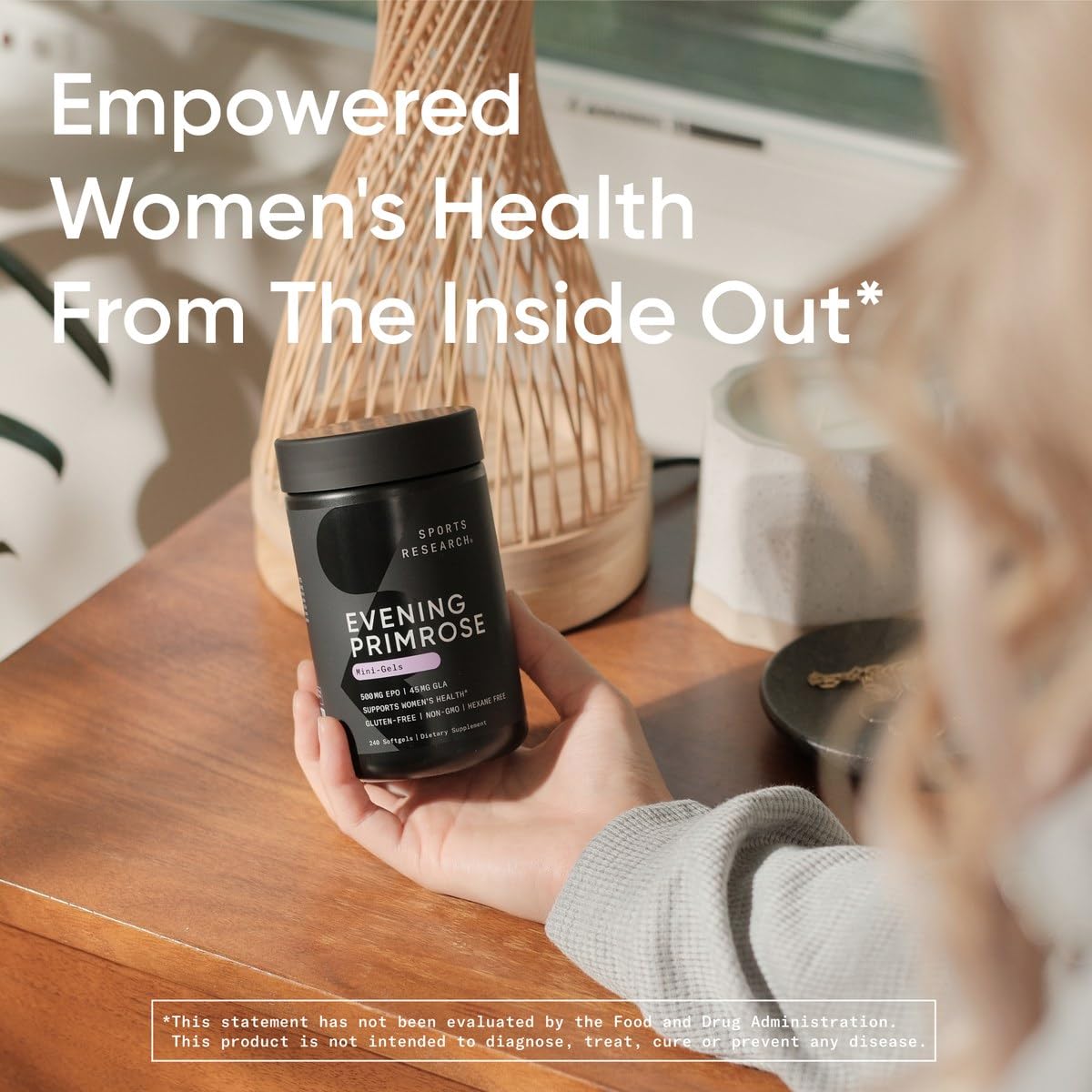 Sports Research Evening Primrose Supplement from Cold Pressed Oil - Softgels for Women’s Health & Skin Health - Gluten Free & Non-GMO GLA - High Potency 1300mg, 120 Count Sports ResearchAu supplements