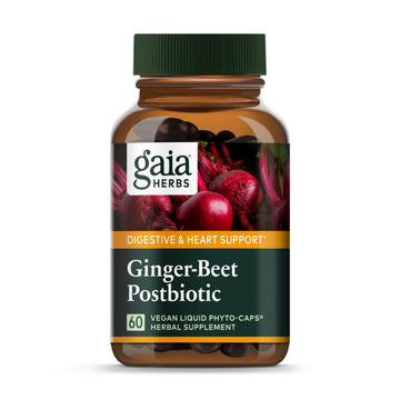 Gaia Herbs Ginger-Beet Postbiotic - Supplement for Gut & Heart Health Support* - Made with Fermented Beets & Ginger - Free from Dairy, Soy & Gluten - 60 Vegan Liquid Phyto-Caps (30 Servings) Gaia HerbsAu supplements