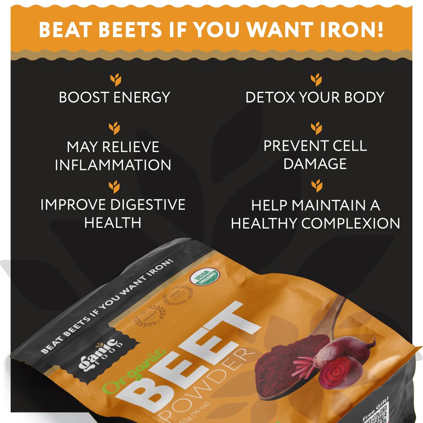 Ganic Food Organic Beetroot Powder, 16 Ounces Ganic FoodUS supplements
