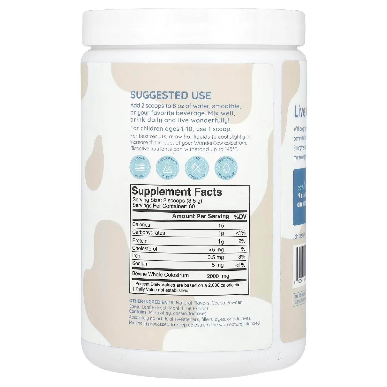 WONDERCOW Colostrum Supplement Powder for Gut Health, Immune Support & Wellness | Natural IgG Pure Whole Bovine Colostrum Superfood, Chocolate, 60 Servings WONDERCOWAu supplements