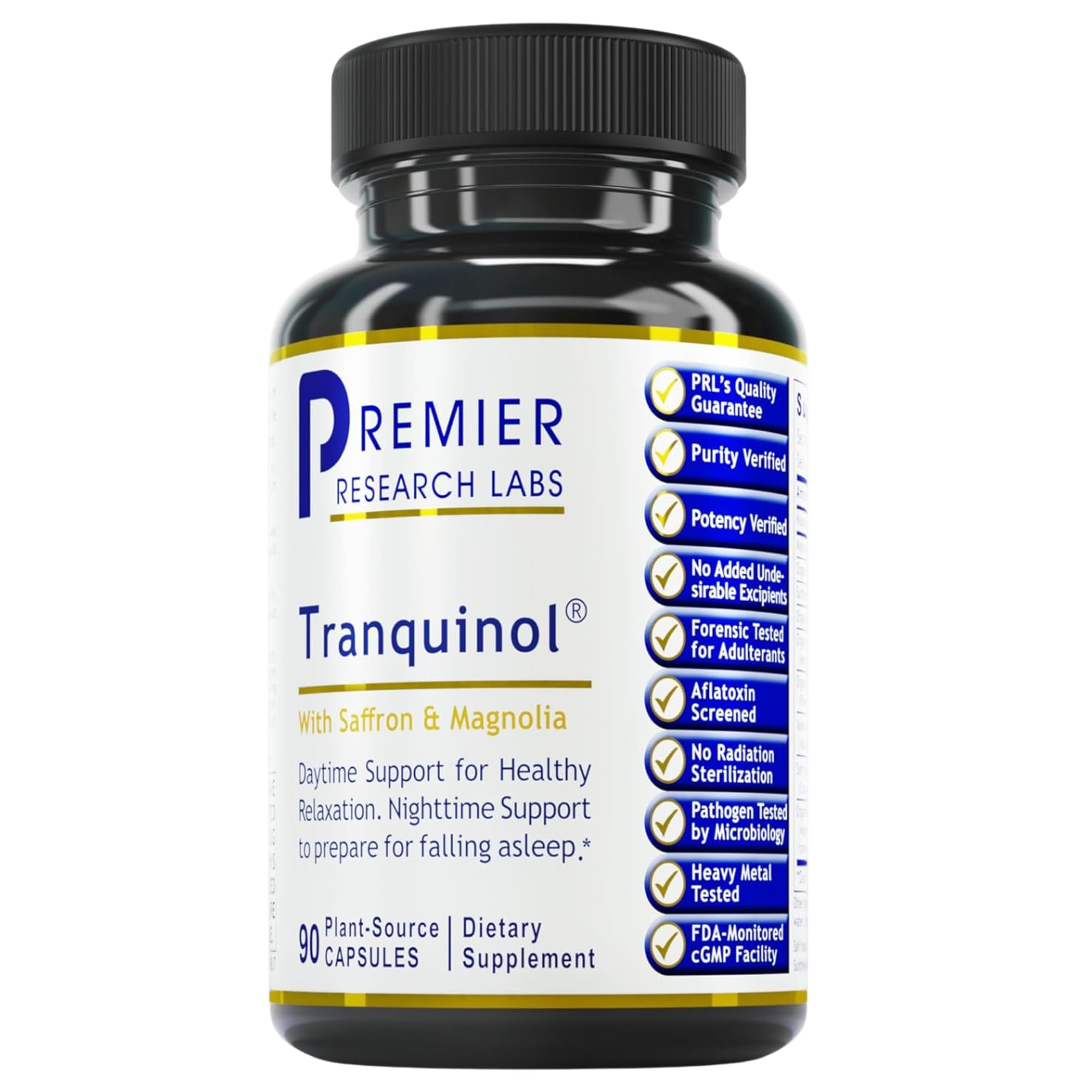 Premier Research Labs Tranquinol - Natural Sleep Aid Supplement for Deep Sleep Support and Calm Mind | Magnesium, Turmeric, Lemon Balm & Saffron Extract - Pure Vegan - 90 Plant-Source Capsules Premier Research LabsAu supplements