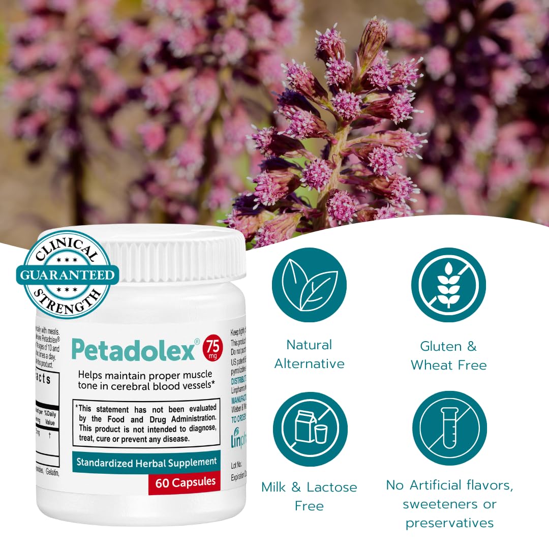 Petadolex - Migraine Relief - Patented Butterbur Root Extract, 75mg PA-Free Butterbur Extract PetadolexAu supplements