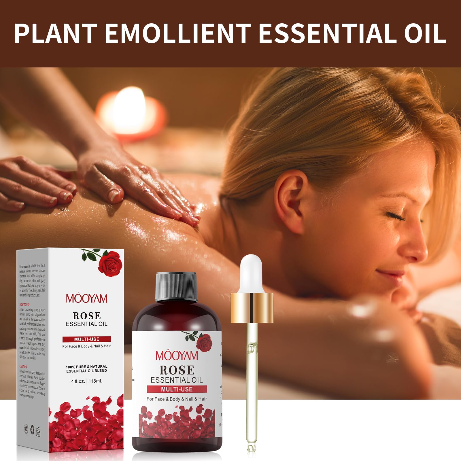 Rose Essential Oil Pure Rose Oil for Face 4OZ/118ML Organic Essential Oils for Diffuser Home Bedroom YAFUSIPEAu supplements