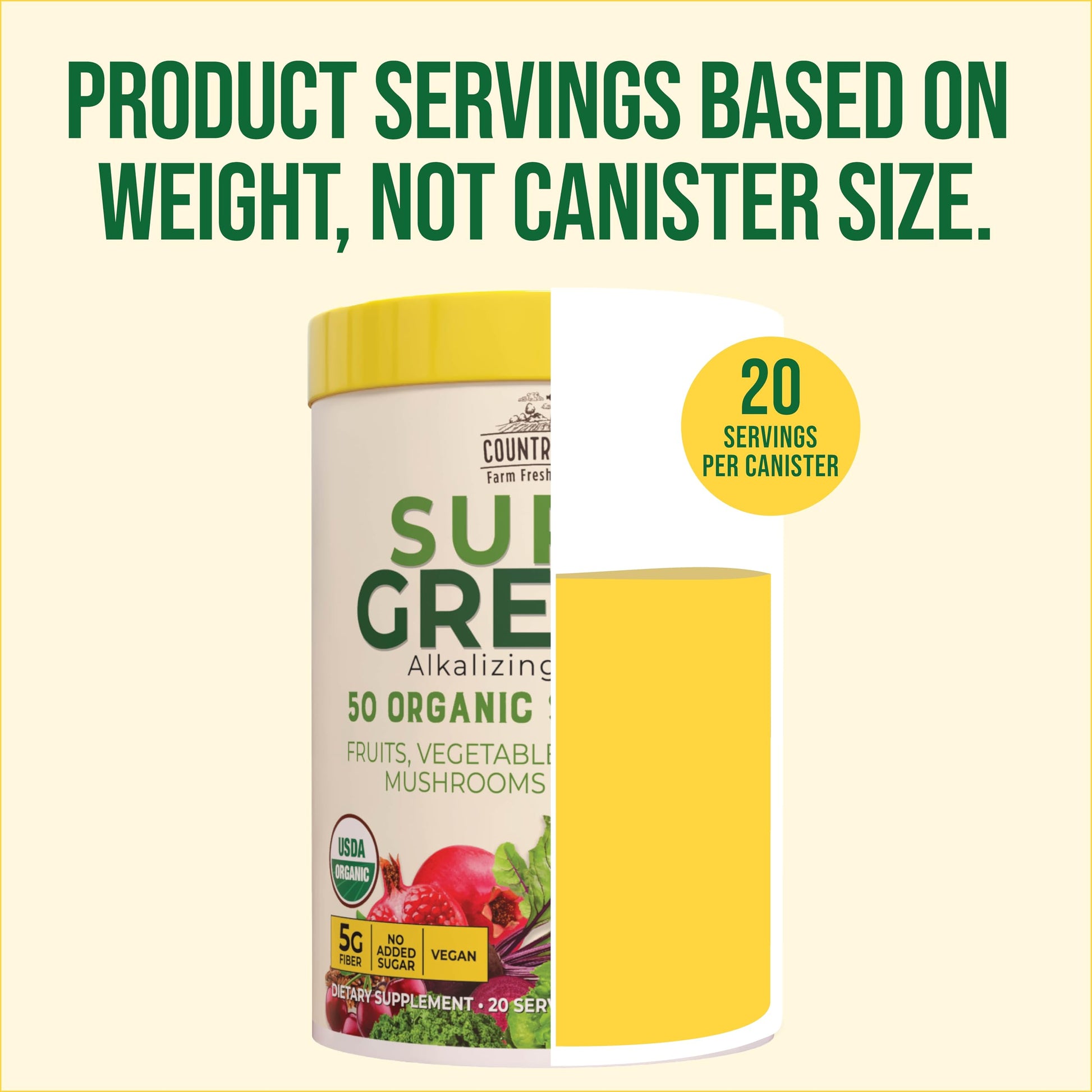 Country Farms Super Greens Apple Banana Powder Smoothie, Organic Super Foods, USDA Organic Drink Mix, Fruits, Vegetables, Mushrooms, Superfood Nutrition, 40 Servings, 2 Pack Country FarmsAu supplements