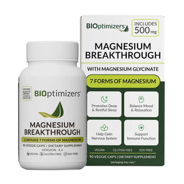 BIOptimizers Magnesium Breakthrough Supplement with 500mg - 7 Forms of Magnesium: Glycinate, Malate, Citrate, and More - Natural Support for Sleep and Cognitive Function -90 Capsules- Calming Vitamins BIOptimizersAu supplements