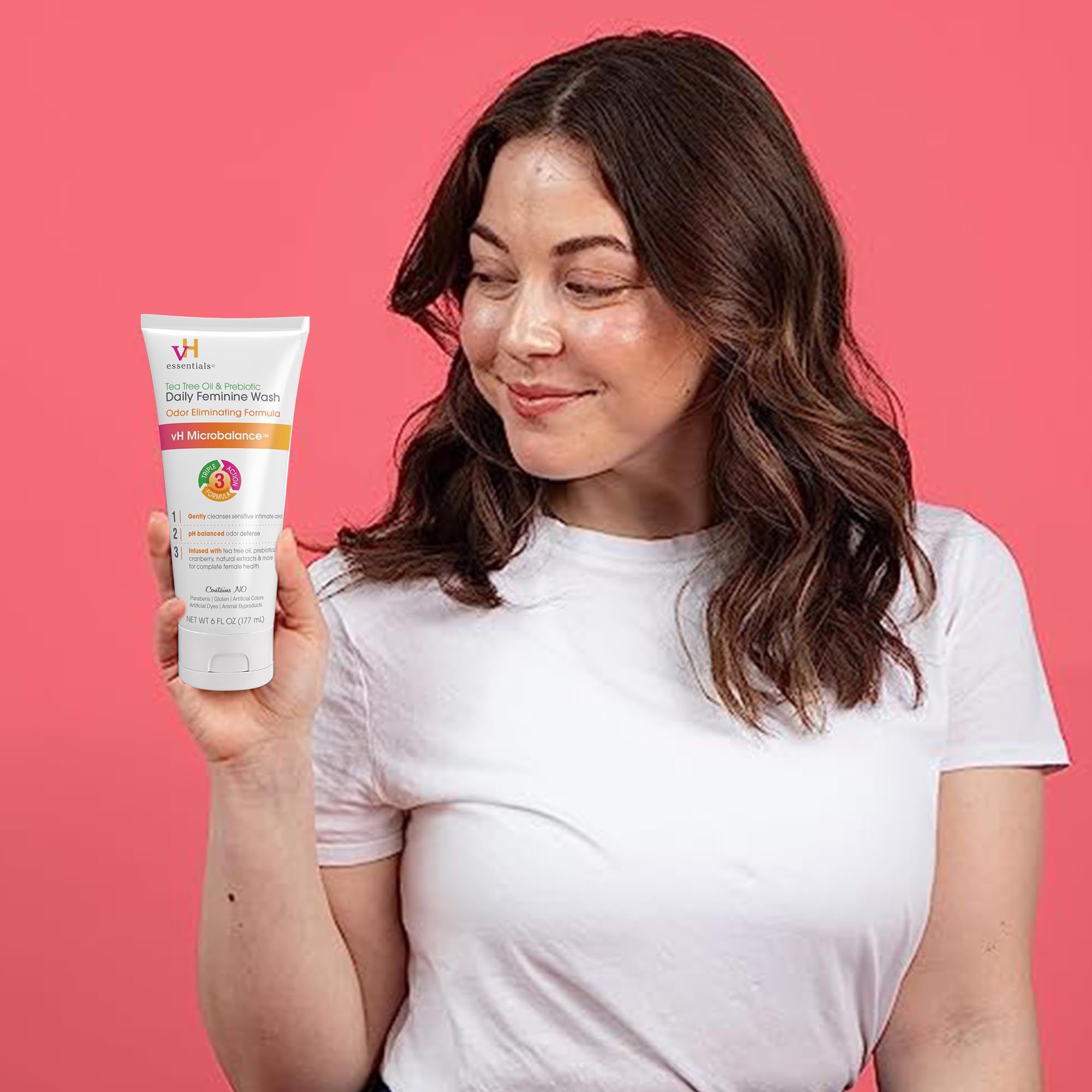 vH essentials, Ph Balanced Daily Feminine Wash, Tea Tree Oil & Prebiotic vH essentialsUS supplements