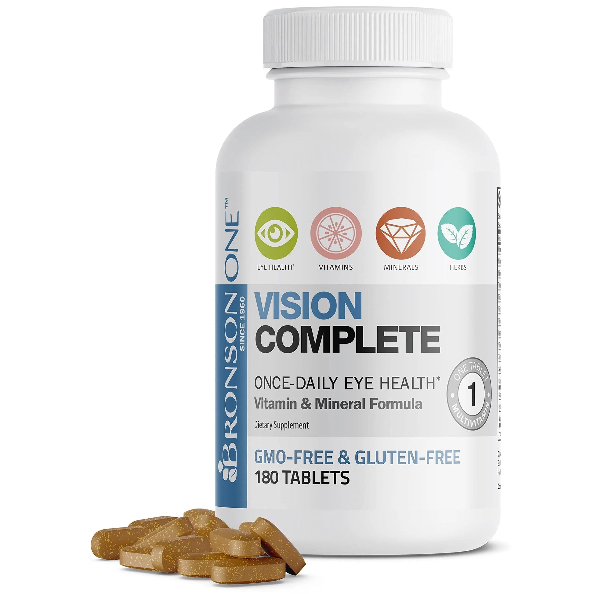 Bronson ONE Daily Vision Complete Eye Health Support Multivitamin Multimineral Supplement Formula, 180 Tablets BronsonAu supplements