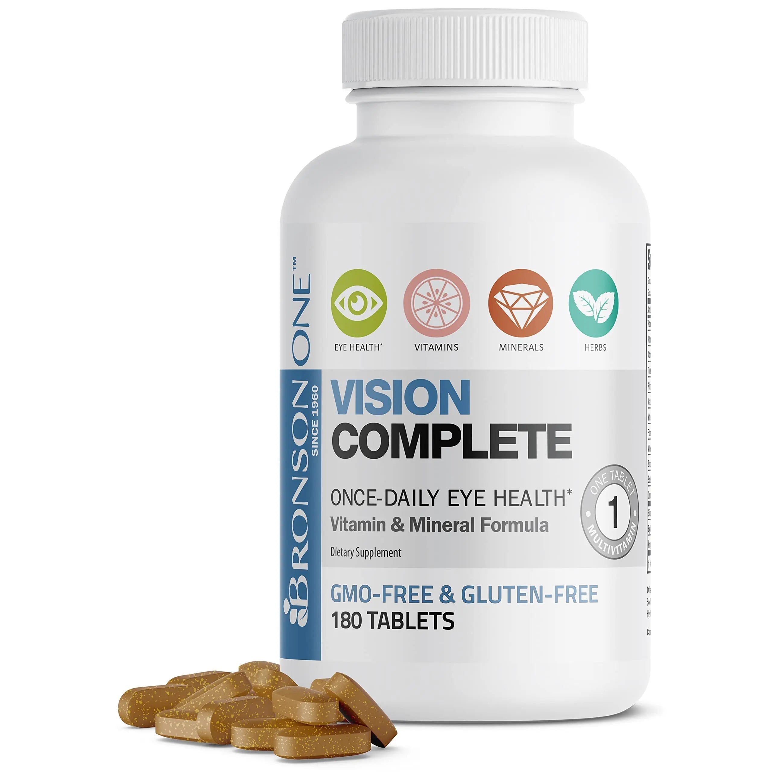 Bronson ONE Daily Vision Complete Eye Health Support Multivitamin Multimineral Supplement Formula, 180 Tablets BronsonAu supplements