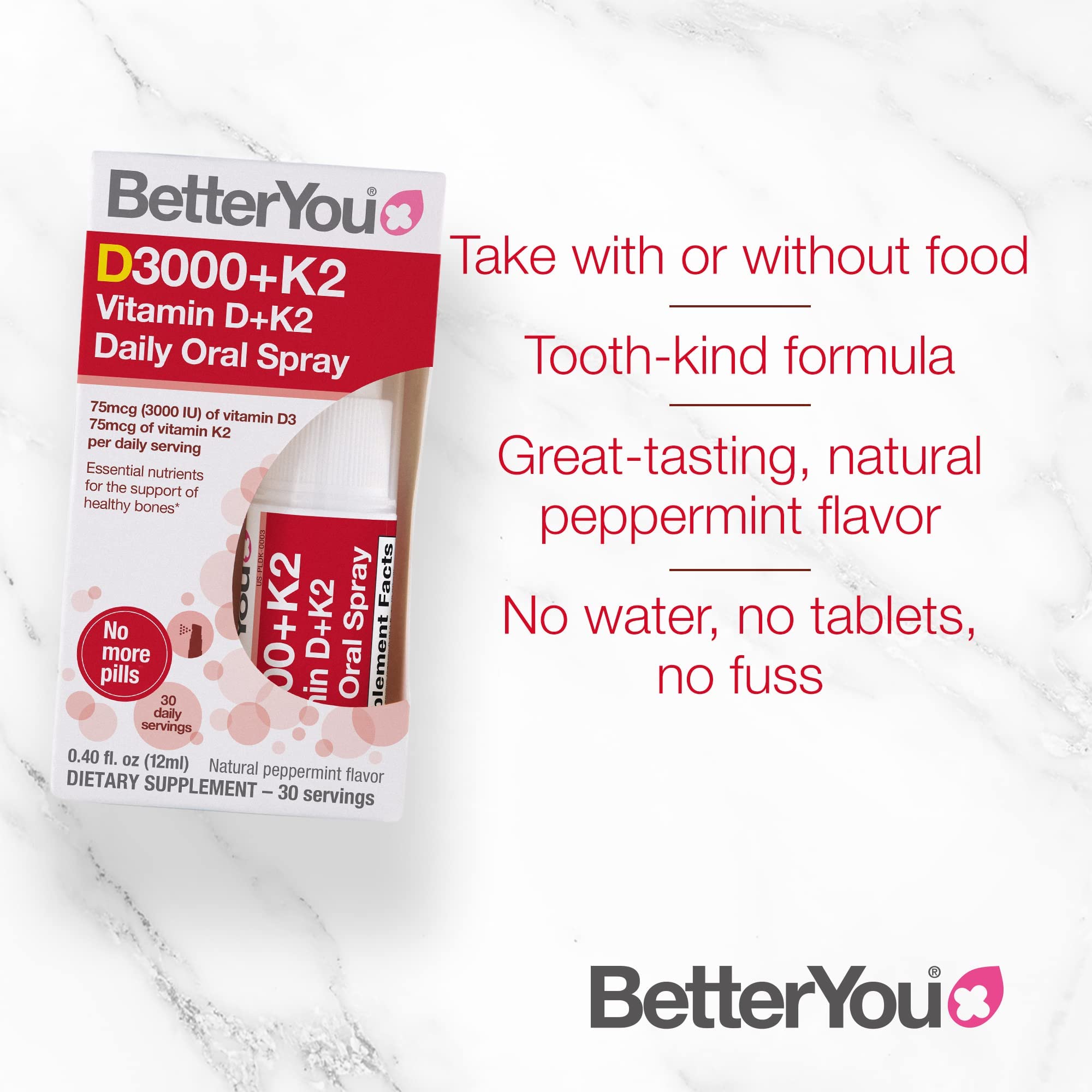 BetterYou D3000 + Vitamin D + K2 Spray 12ml BetterYouUS supplements