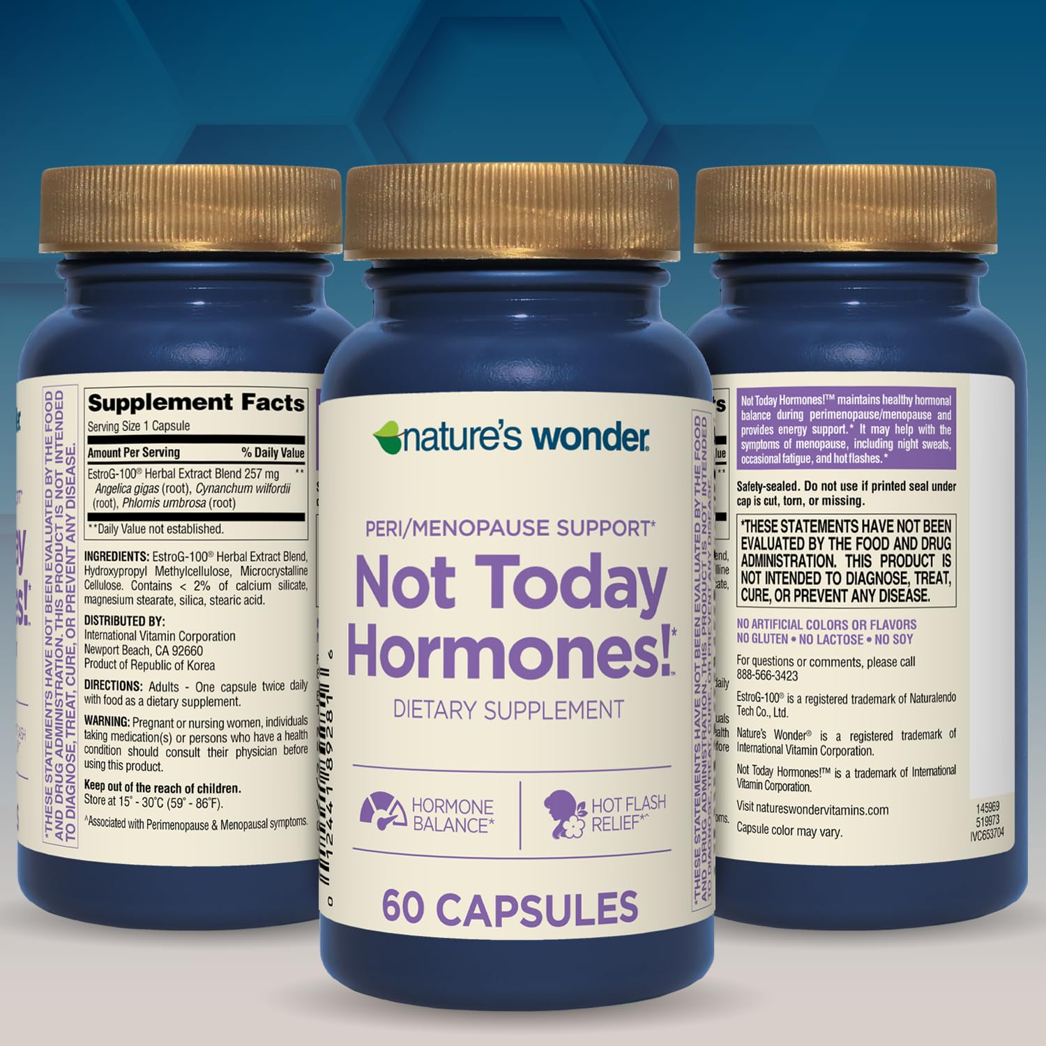 Nature's Wonder Not Today Hormones Perimenopause and Menopause Support Supplement for Women with Estro-G100, Supports Hot Flashes and Night Sweats 60 Vegetarian Capsules, 60 Day Supply Nature's WonderAu supplements