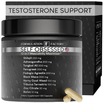 Self Obsessed Masculine Vitality & Testosterone Support - 10-in-1 Complex with Shilajit, Tongkat Ali, & Fadogia Agrestis - 120 Capsules, 2 Month Supply (120 Count (Pack of 1), Self Obsessed) Formulation FactoryAu supplements