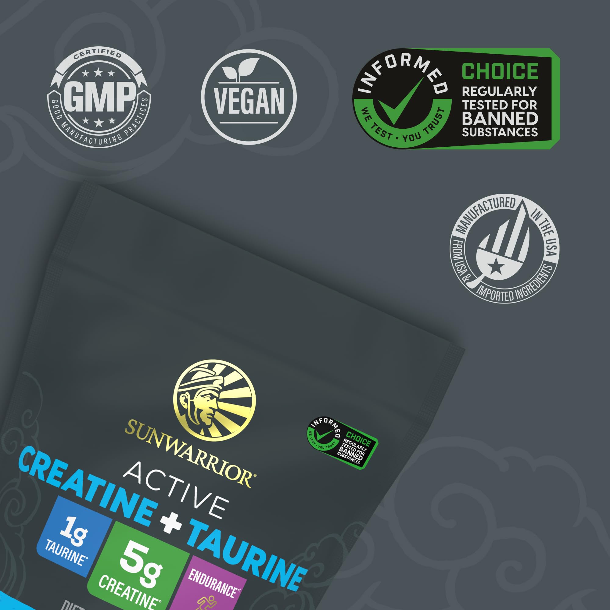 Creatine Monohydrate Powder Taurine Supplement, 5g Creatine Monohydrate 1g Taurine per Serving | Vegan Muscle Strength, Endurance & Recovery Support, Clean Performance Formula | 60 Servings Unflavored SunwarriorAu supplements
