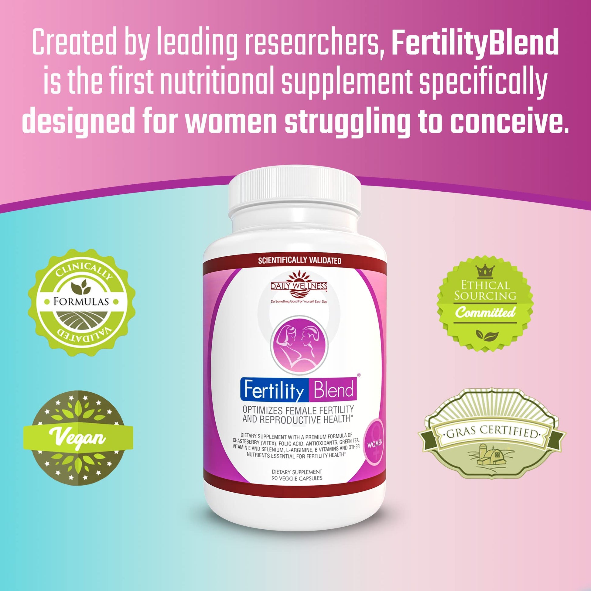 Daily Wellness Fertility Blend for Women - Fertility Supplements for Women, Conception Fertility Prenatal Vitamins, Trying to Conceive Progesterone Supplements, Cycle Support Conception Pills - 1 Pack Fertility BlendAu supplements