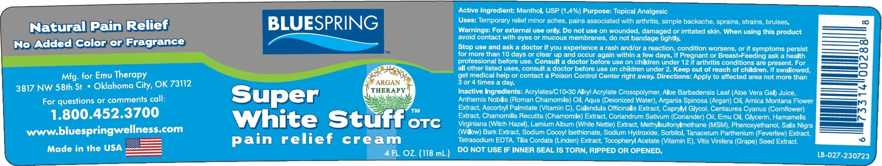 Back Pain Relief Cream with Emu Oil - Super White Stuff Natural Pain Reliever -Topical Cream for Muscle and Joint Pain Relief - Experience Sore Muscle Relief in 5 Minutes - 4 oz Emu TherapyAu supplements