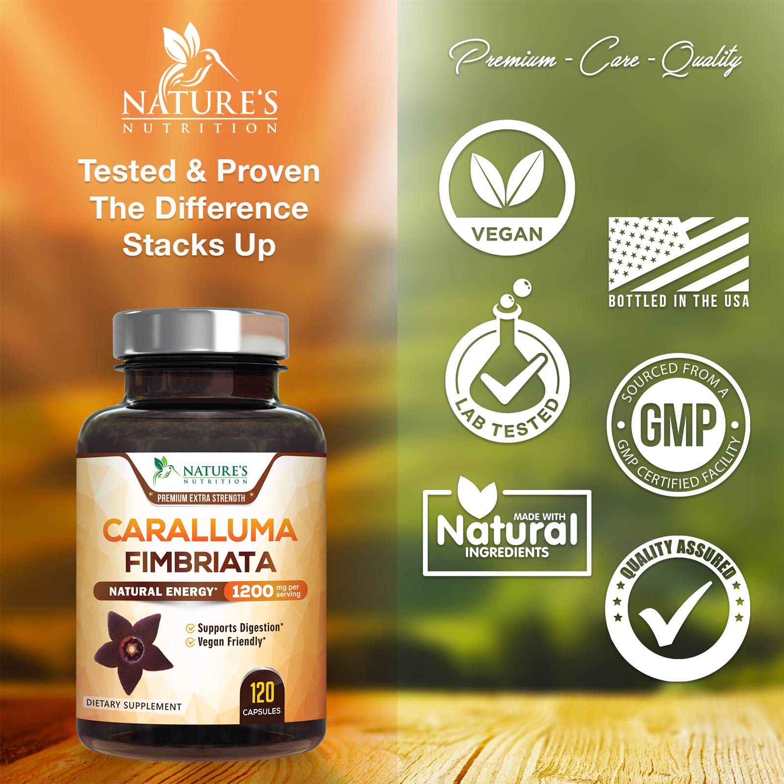 Pure Caralluma Fimbriata Extract Highly Concentrated 1200mg - Natural Endurance Support Nature's NutritionUS supplements