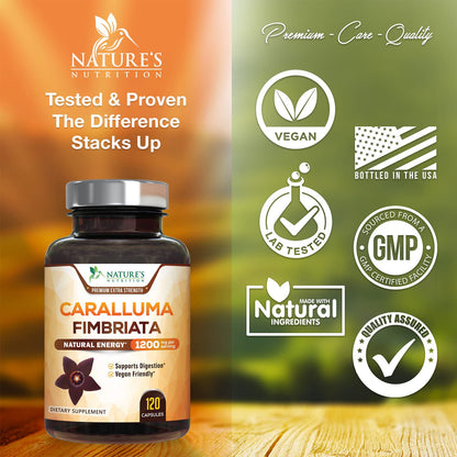 Pure Caralluma Fimbriata Extract Highly Concentrated 1200mg - Natural Endurance Support Nature's NutritionUS supplements
