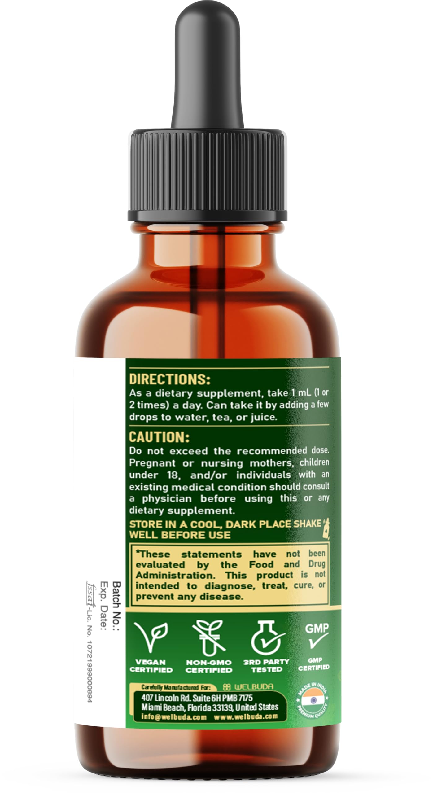 17in1 Rhodiola Rosea Liquid Supplement with Ashwagandha, Magnesium Glycine, L-Theanine, Vitamin C, Vitamin D3, Vitamin K2, Ginkgo, Turmeric, Holy Basil and More - 1 FL Oz - 60 Day Supply WELBUDAAu supplements