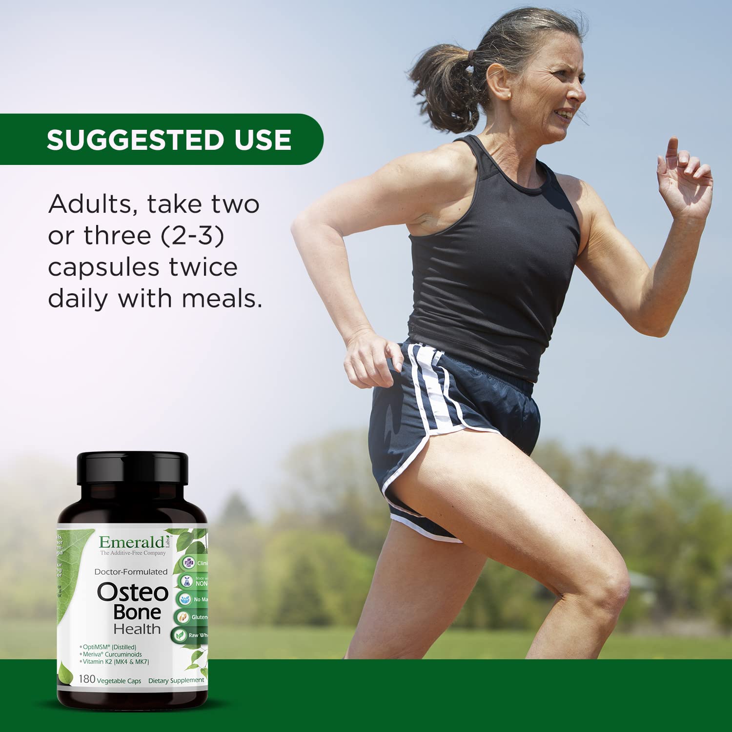 EMERALD LABS Osteo Bone Health - Immune Support & Bone & Joint Supplement with Vitamin D3, K2, Calcium, Magnesium, OptiMSM, Meriva Phytosome & More - 180 Vegetable Capsules EMERALD LABSAu supplements