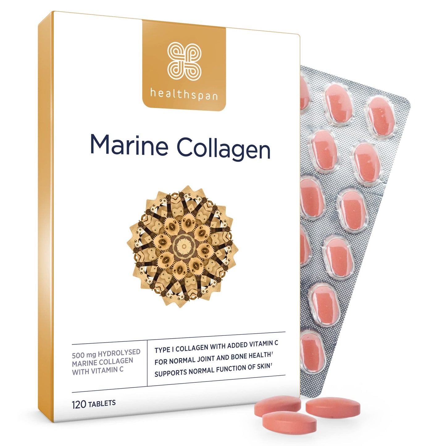 Healthspan Marine Collagen 500mg (120 Tablets) | Hydrolysed Type I Marine Collagen healthspanUS supplements