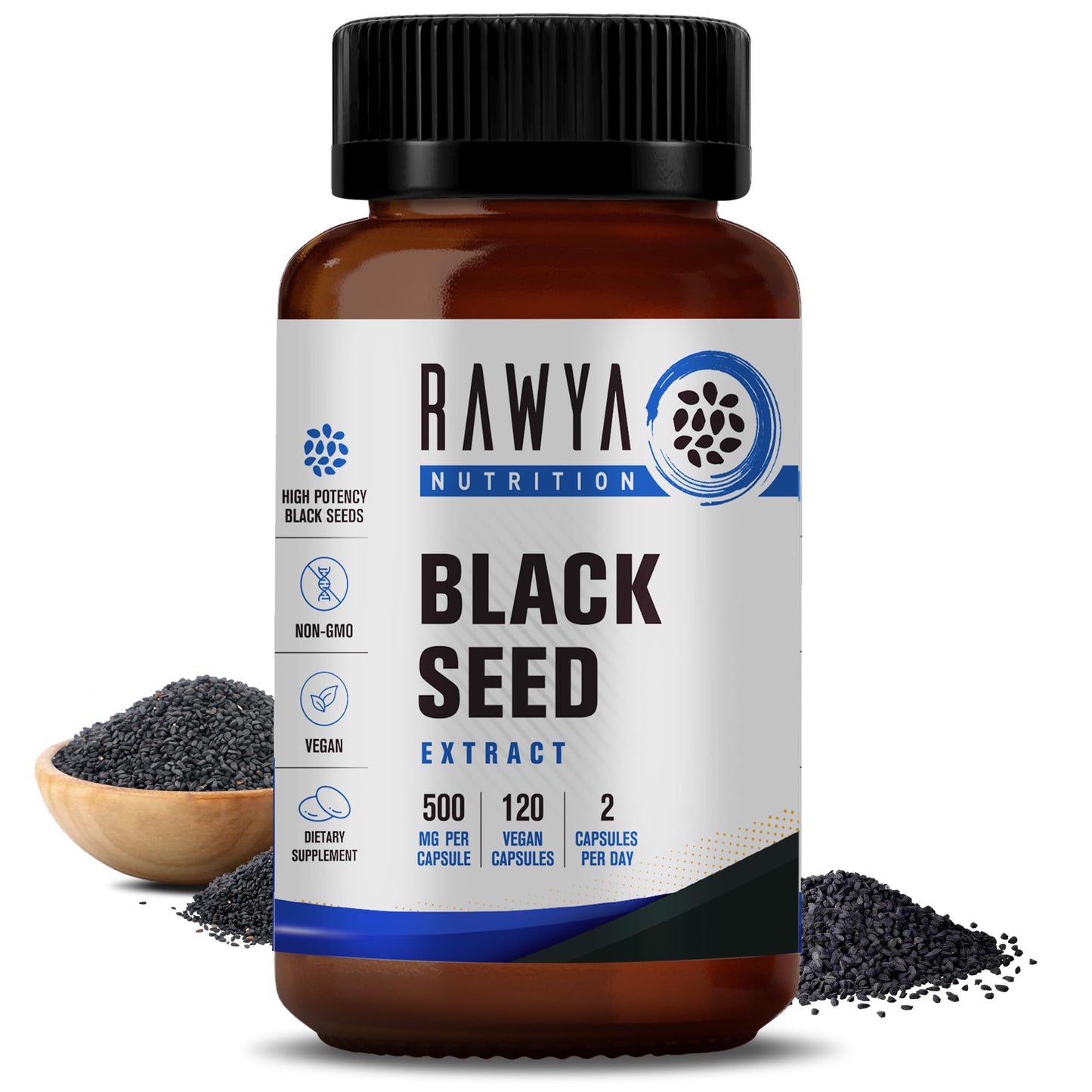 RAWYA Nutrition, Black Seed Extract, 120 Vegan Capsules, Nigella Sativa, Black Cumin RAWYAUS supplements