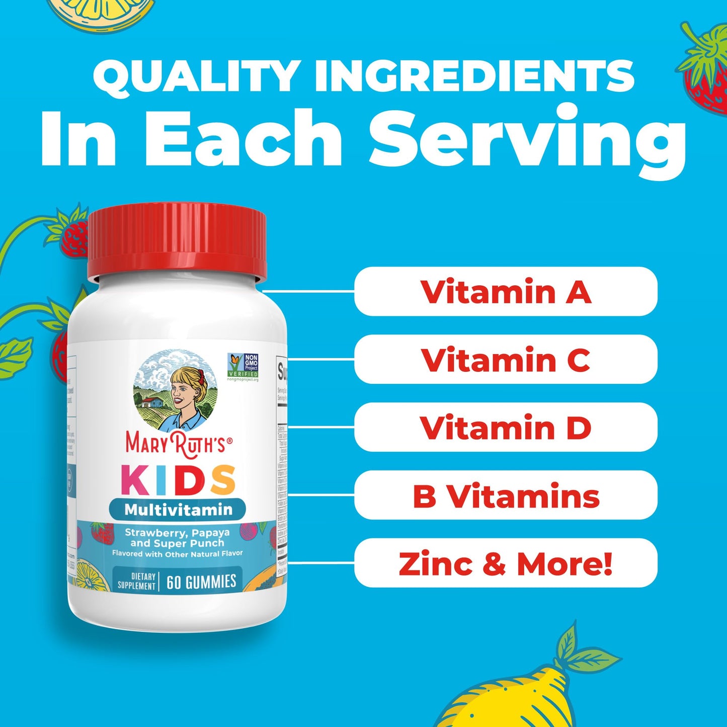 MARYRUTH'S Kids Vitamins | Multi | Sugar Free | 2 Month Supply | Kids Multivitamin Gummies for Ages 2+ | Vegan | Only 1 Gummy a Day | 60 Count MARYRUTH'SUS supplements