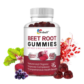 Webuff Beet Root Gummies - Nitric Oxide Booster with Organic Beet, Pomegranate & Grape Seed, Vitamin B12 - Energy, Circulation & Heart Health Support, Vegan, Non-GMO, 60 Count (Pack of 1) Webuffnz supplements