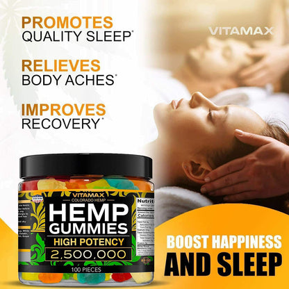 Vitamax Hemp Gummies - Great for Peace & Relaxation - 2,500,000 - Natural Fruit Flavors VitamaxUS supplements