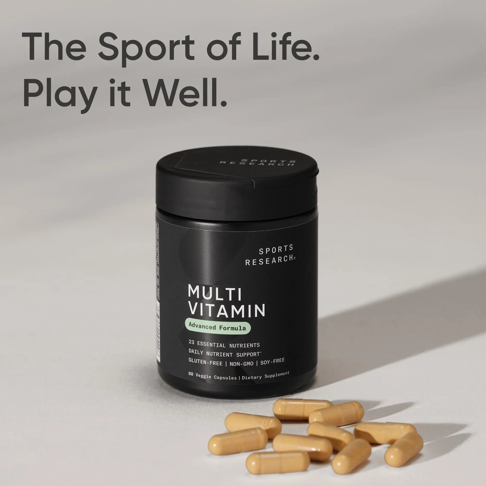 Sports Research® Multivitamin – Advanced Formula - 23 Essential Vitamins & Minerals with CoQ10 & Iodine - Daily Nutrient Support*- Non-GMO Tested & Gluten-Free -60 Veggie Capsules Sports Researchnz supplements