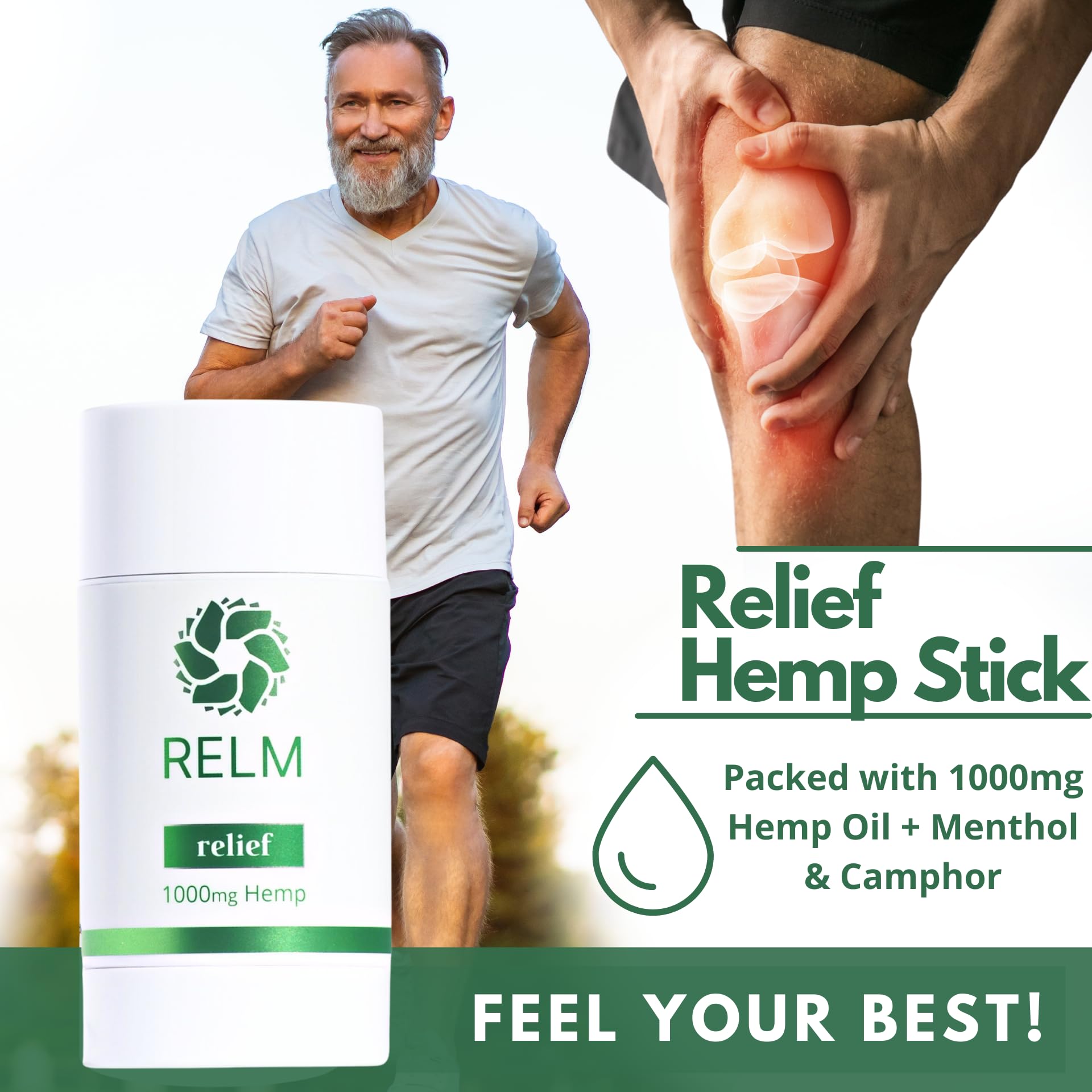 Hemp Relief Stick - Hemp Oil, Menthol & Camphor, Fast-Acting Relief for Muscles, Joints and Nerves - 3 oz Relm WellnessAu supplements