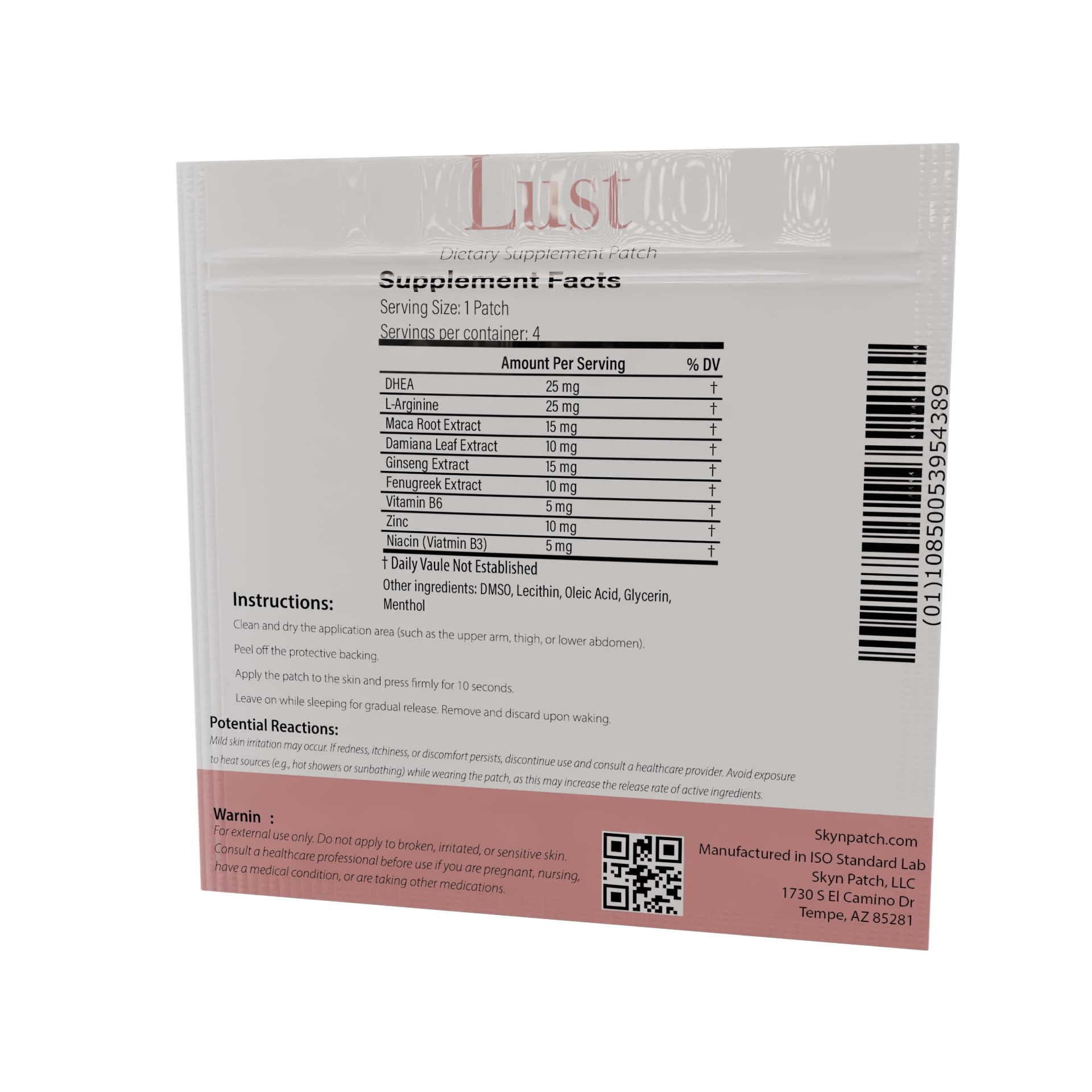 Skyn Patch Lust Botanical Daily Transdermal Patch | Plant Botanical & Vitamin Supplement for Adult Lifestyle Wellness Skyn PatchAu supplements