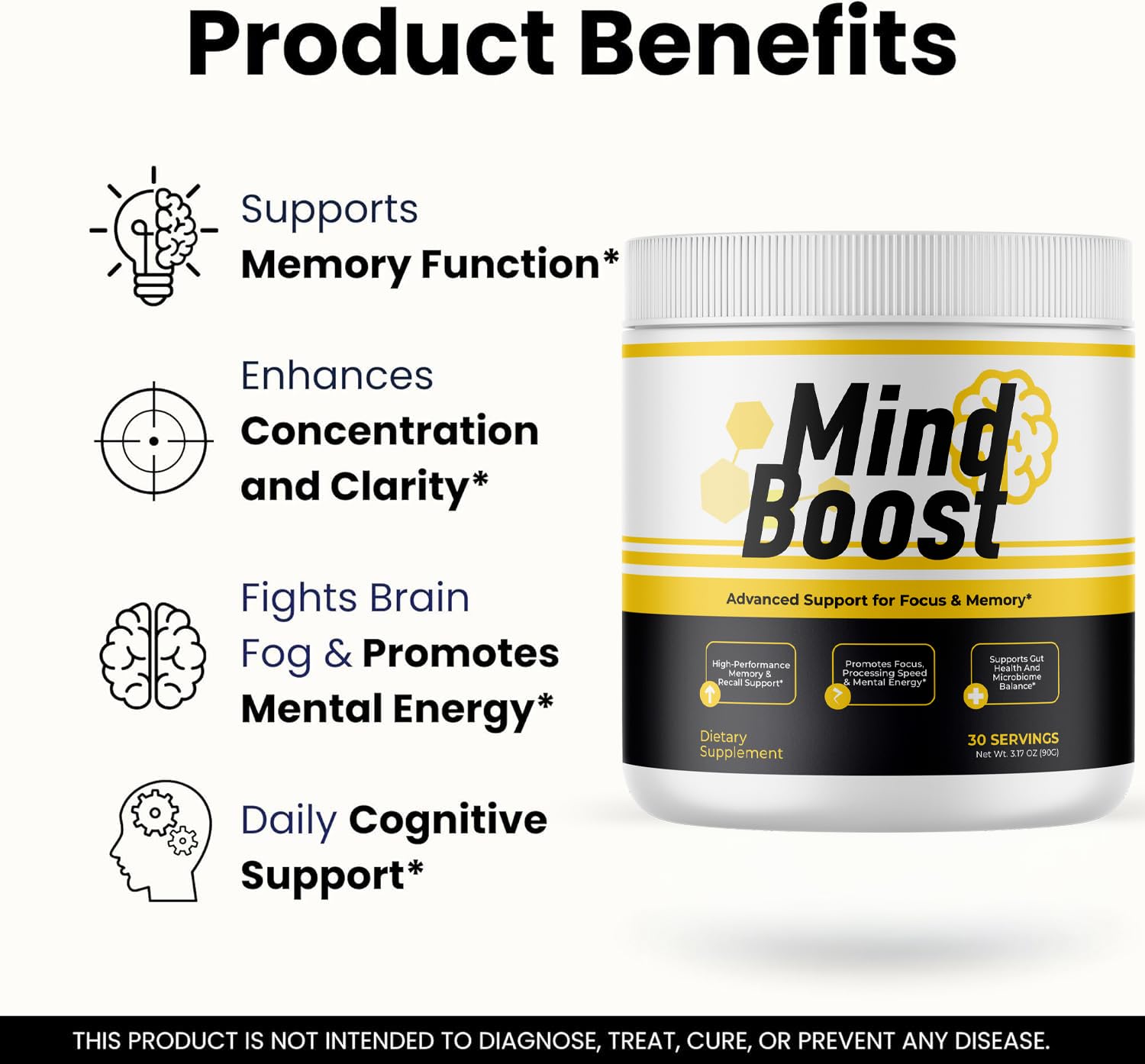 MindBoost Powder - Official Mind Boost Day Supplement, Advanced Nootropic, Premium Formula, Natural Vitamins for Wellness - 1 Bottle for 1 Month VIVALISAu supplements