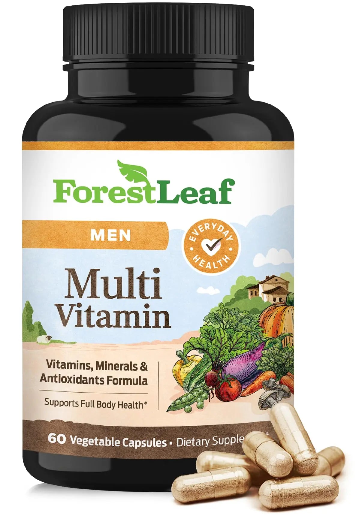 ForestLeaf Daily Vitamin Multivitamin for Men, Multi-Vitamin for Men - Mens Multivitamins & Multiminerals Supplement | All Essential Vitamins Needed for Health, Longevity & Energy | 60 Veg Caps ForestLeafAu supplements