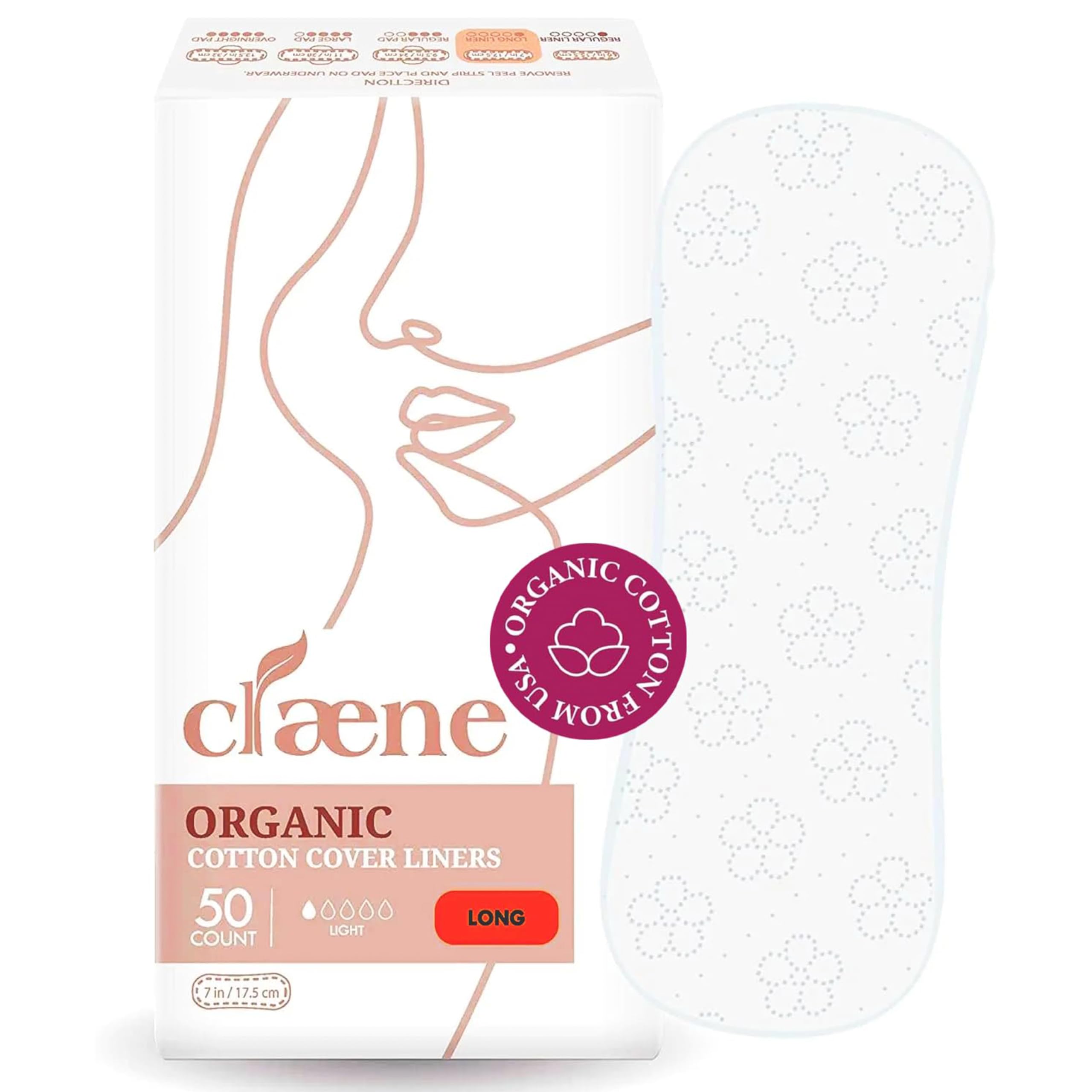 Claene Organic Cotton Panty Liners, Unscented, Thin, Cruelty-Free, Daily, Breathable Organic Panty CLAENEAu supplements