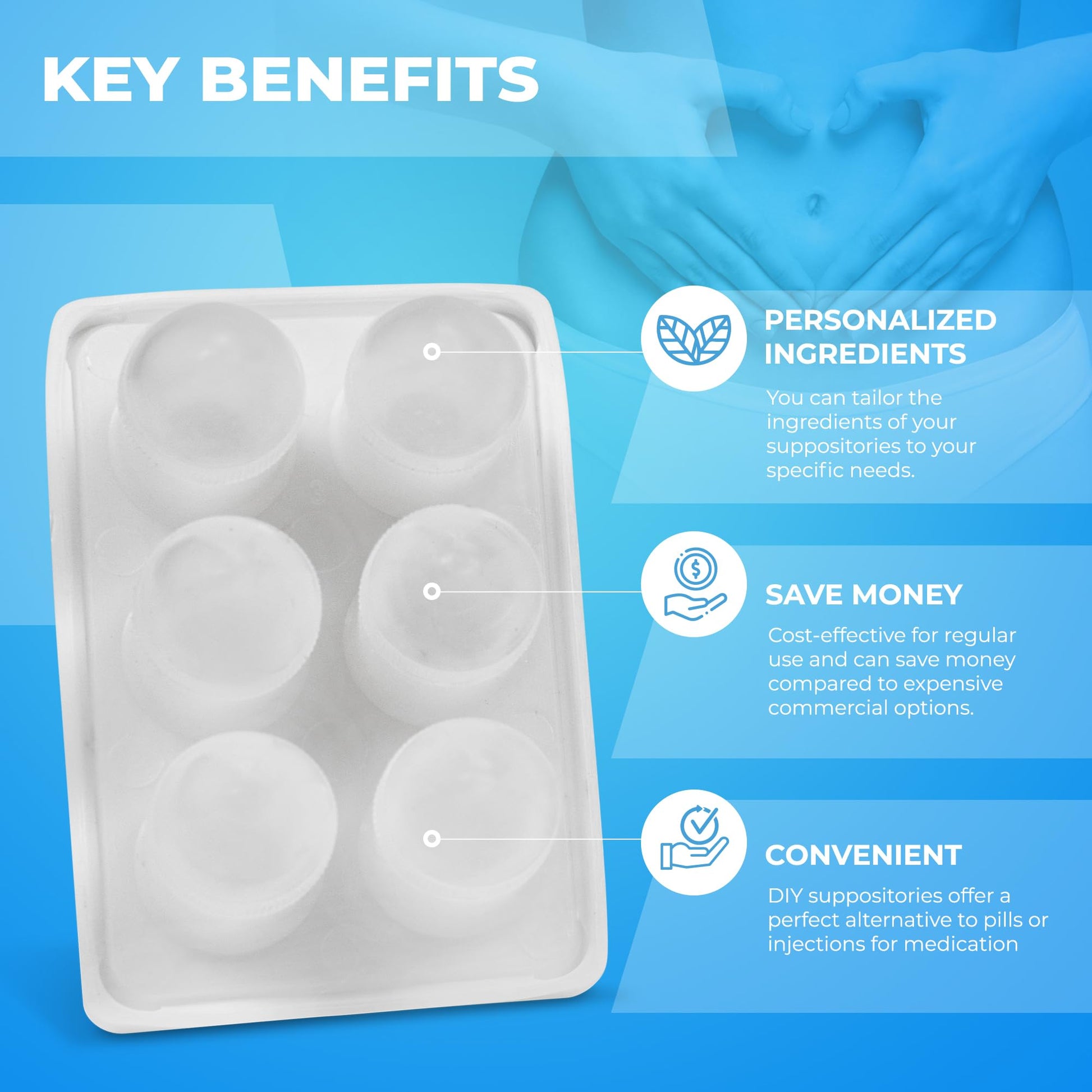 Suppository Molds Kit - Made in France, 3 Sizes (1ml, 2ml, 3ml), Reusable Suppositories Mold - 4 Trays HoxycomAu supplements