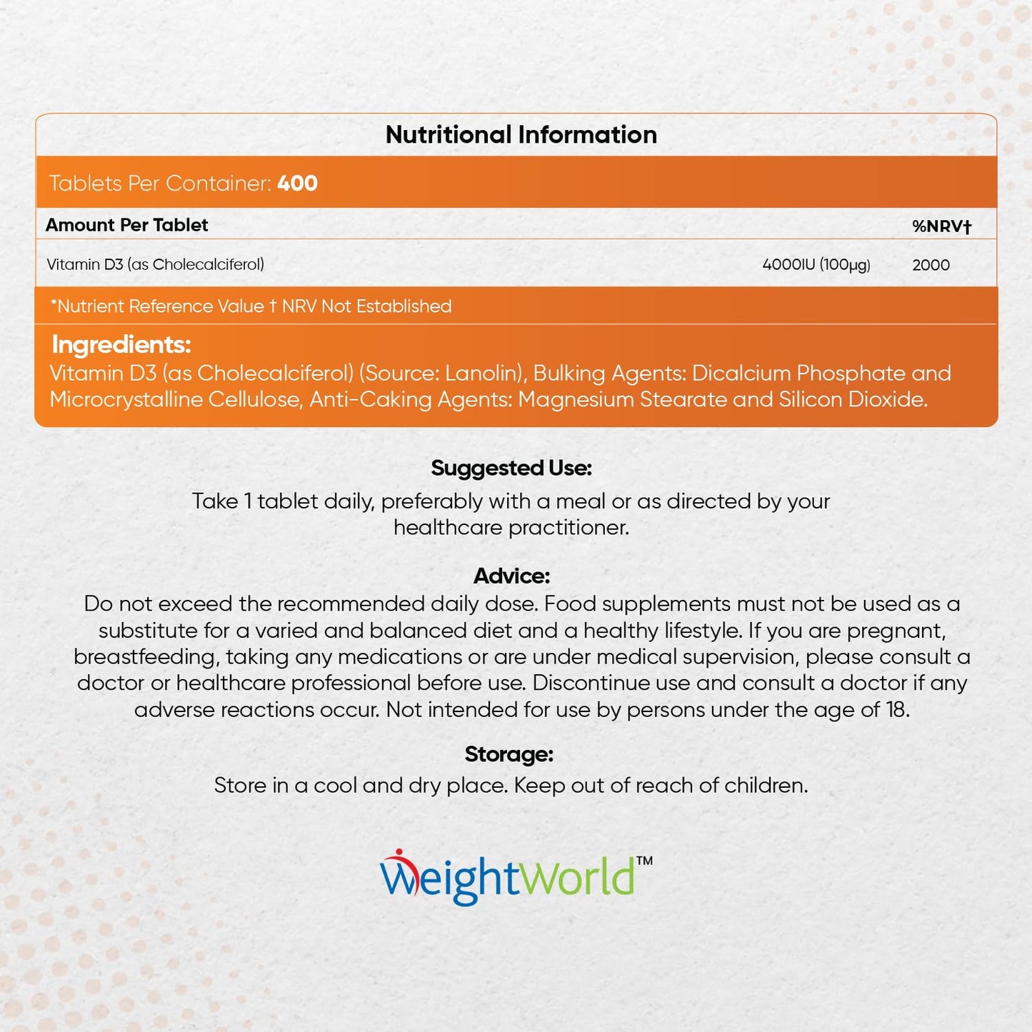 Vitamin D3 4000 IU – 400 High Strength Vitamin D Tablets (1+ Year Supply) – Vegetarian WeightWorldUS supplements