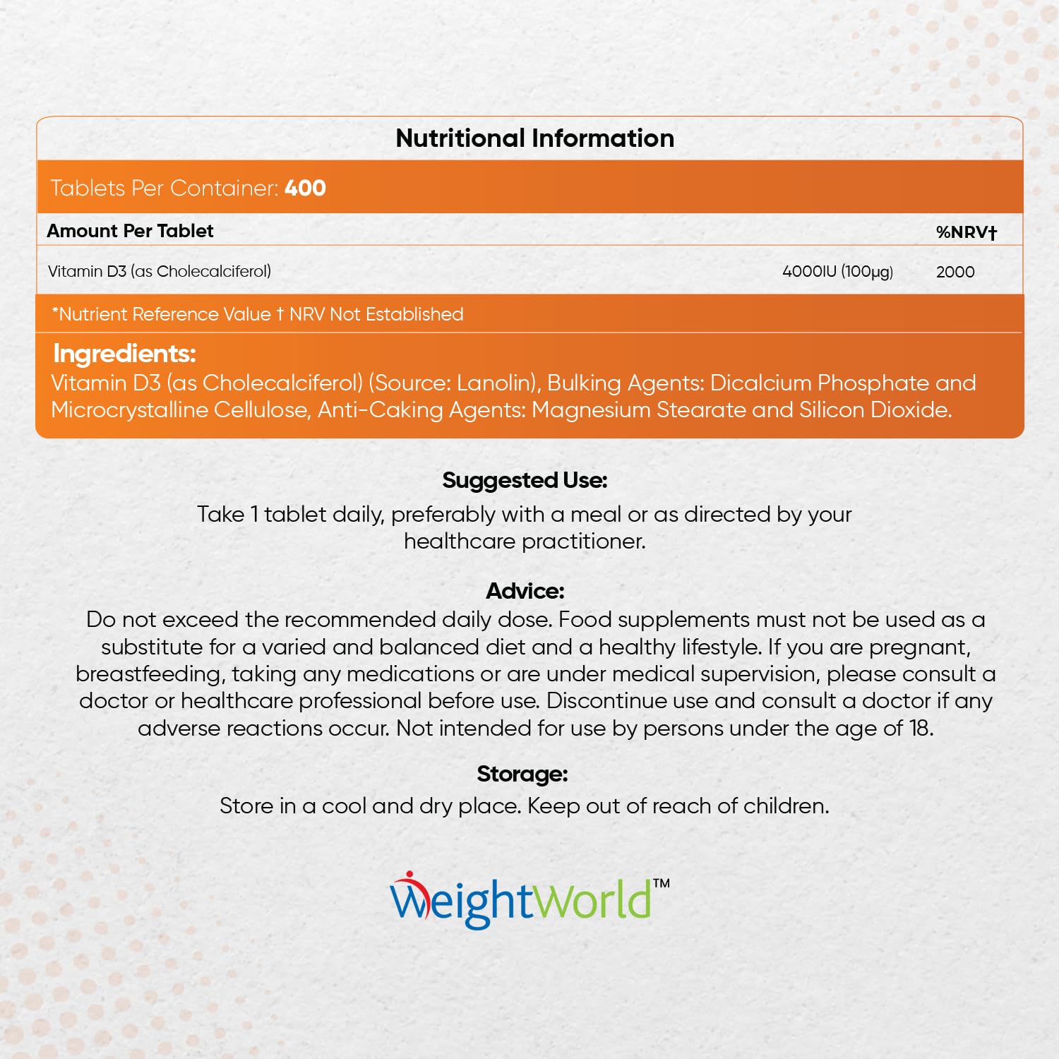 Vitamin D3 4000 IU – 400 High Strength Vitamin D Tablets (1+ Year Supply) – Vegetarian WeightWorldUS supplements