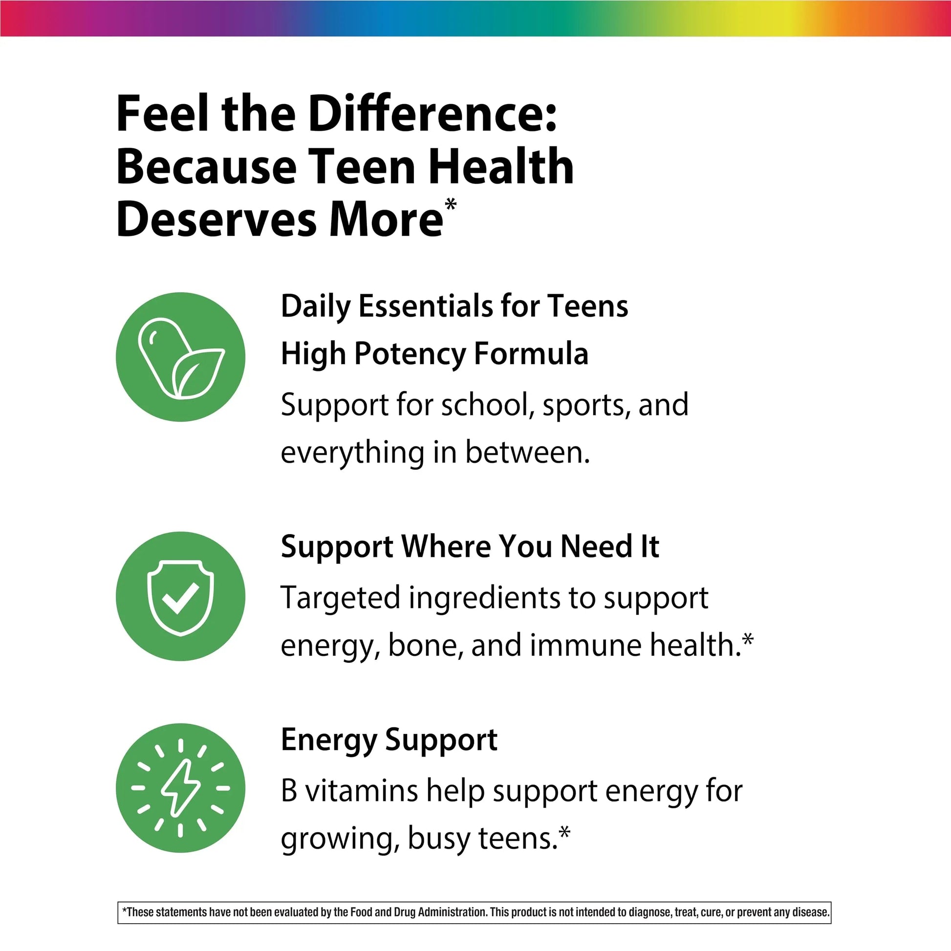 Rainbow Light Teen Multivitamin | 45 Caplets | for Boys and Girls | with DermaComplex, Real Food Nutrients & Iron | Rainbow LightAu supplements