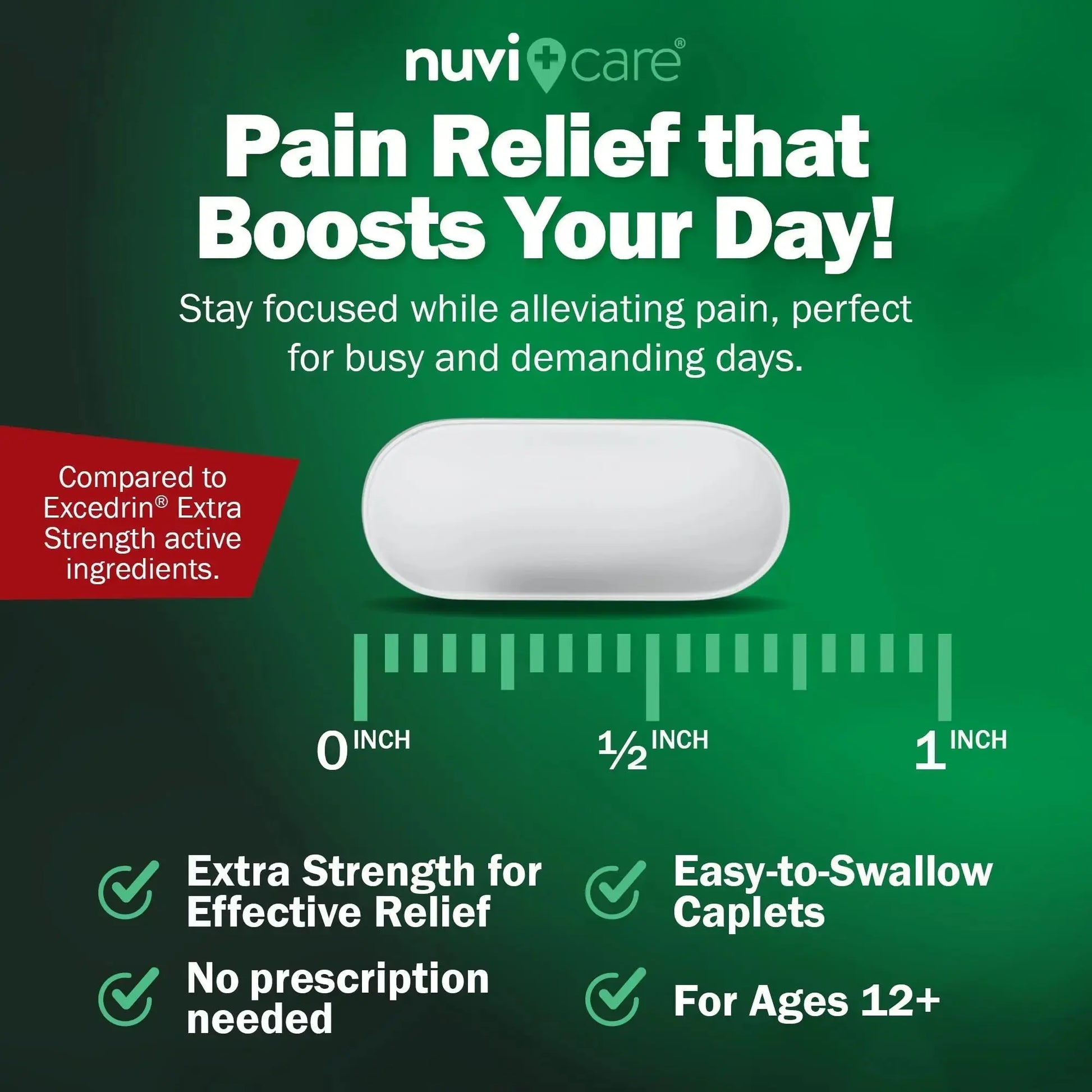 NUVICARE Headache Relief with Acetaminophen 250 mg, Aspirin (NSAID) 250 mg, Caffeine 65 mg - Temporary Relief of Minor Aches & Pains - Compare to Excedrin Extra Strength Pain Reliever (2 Pack) NUVICAREAu supplements