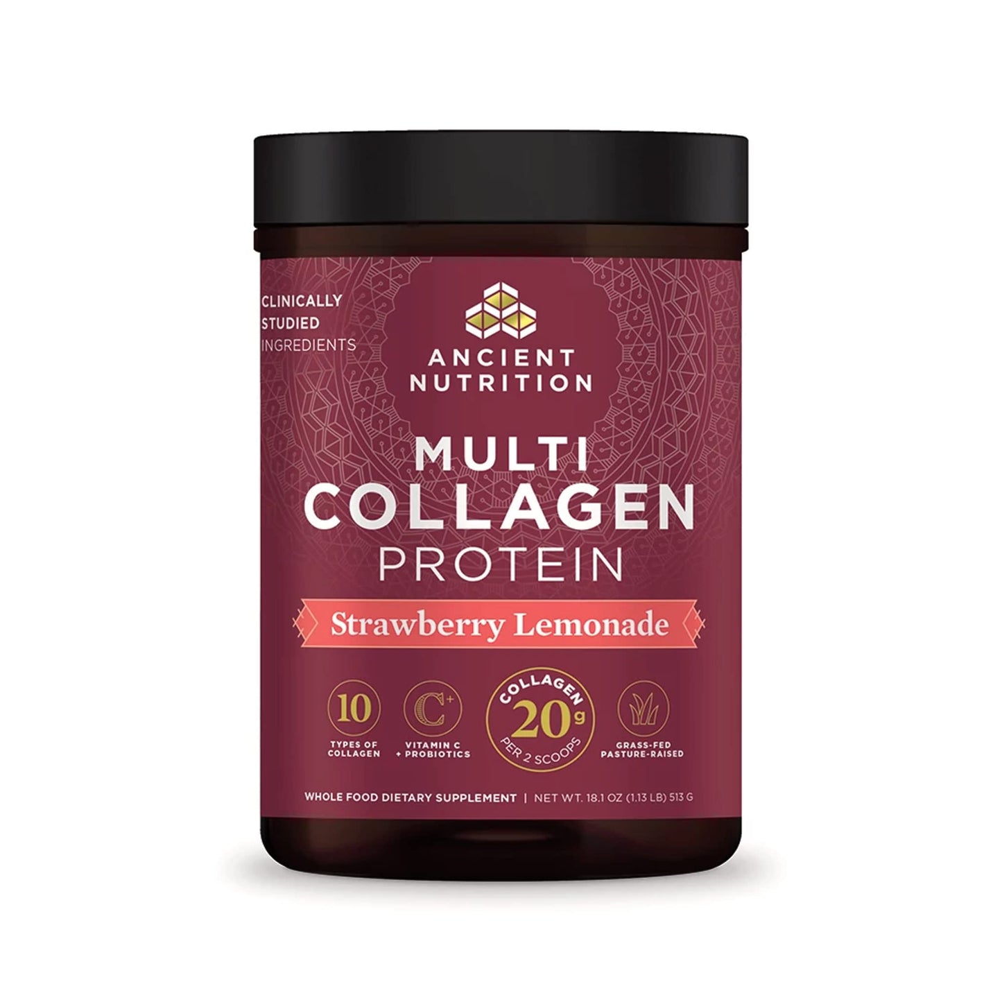 Ancient Nutrition Collagen Powder Protein, Multi Collagen Protein Powder, Strawberry Lemo Ancient NutritionUS supplements